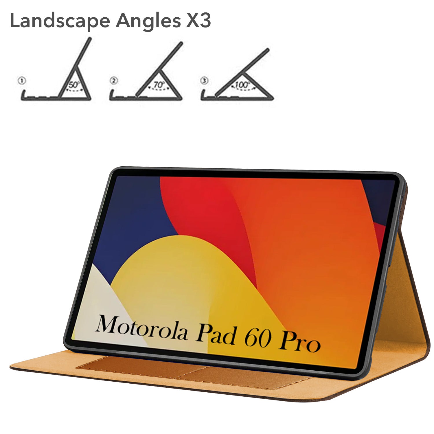 For Motorola Moto Pad 60 Pro 12.7 Inch Flip Cover Folio Cover (PU Leather | Multi-Angle Smart Stand | Card Storage Slots | Silicone Back Pouch)
