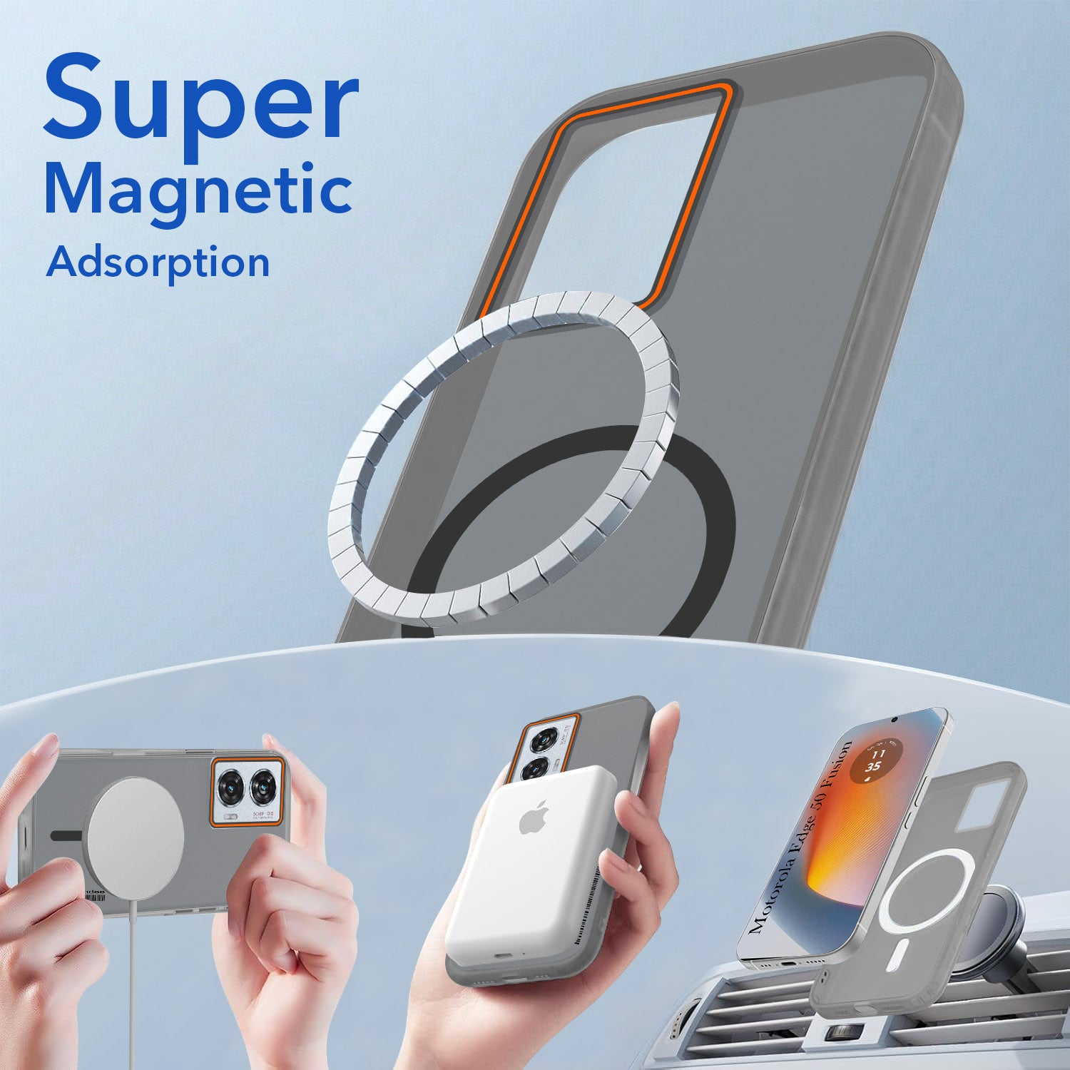 For Motorola Moto Edge 50 Fusion Back Cover Case (Soft Touch | Camera Bump Protection | MagSafe Compatible | Matte Finish)