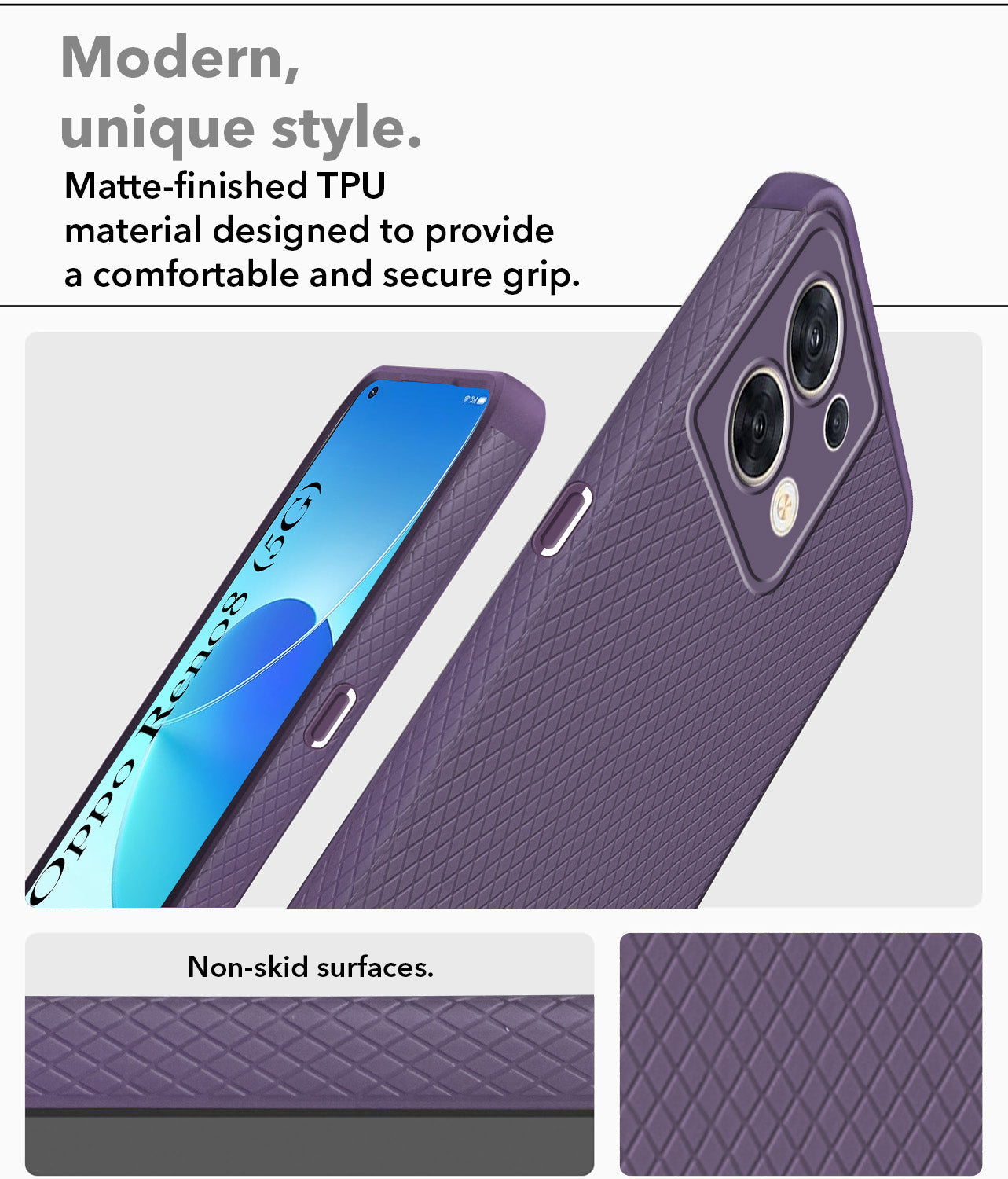 For Oppo Reno 8 5G Back Cover Case (Liquid Silicone | Side Grip | Camera Protection)