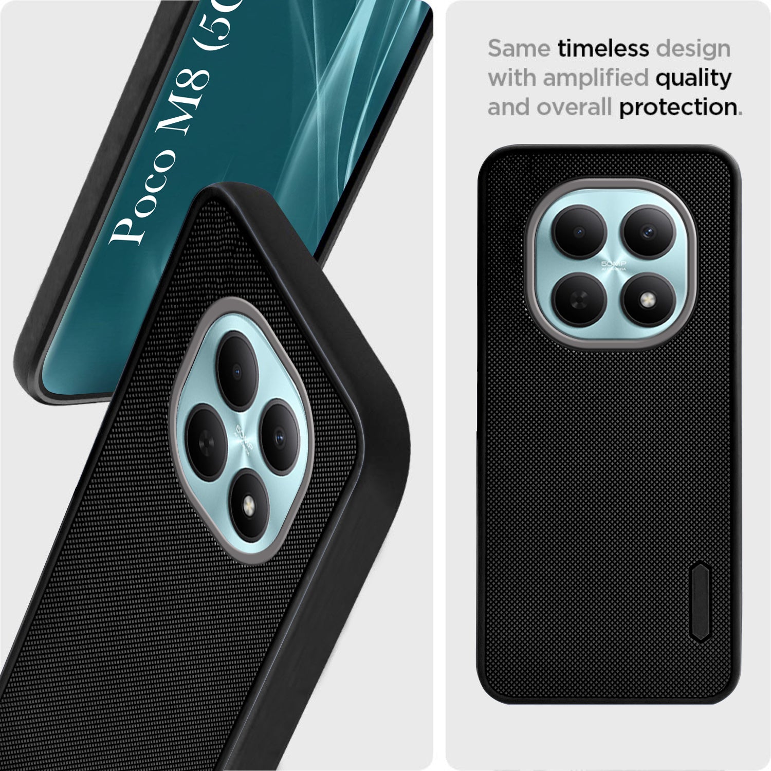 For Poco M8 5G Back Cover Case Rubberised (Textured Grip Design | Micro-Fiber Cloth Inside | Slim and Light Weight | Soft Touch and Feel)
