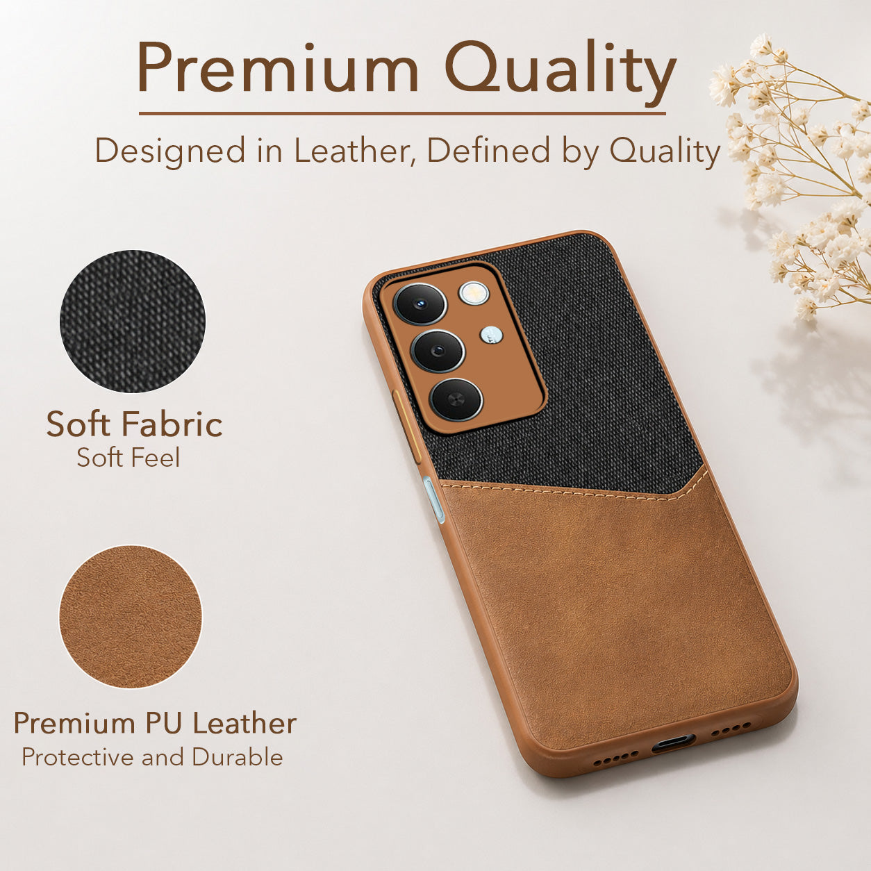 For Realme P4 Lite 5G | Narzo 100 Lite 5G Back Cover Case (Dual PU Leather Stitch | Professional Minimalist | Soft and Flexible)