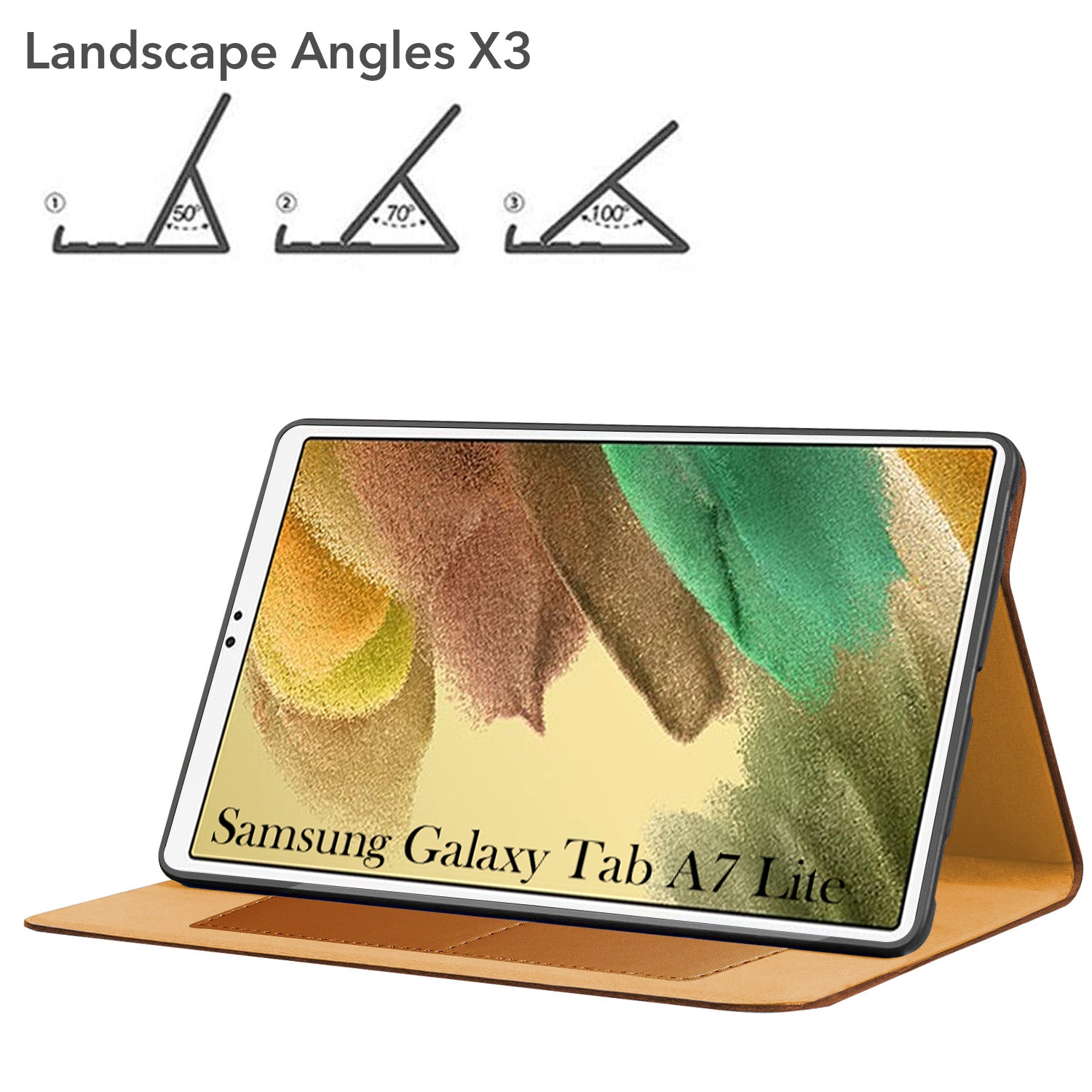 For Samsung Galaxy Tab A7 Lite 8.7 Inch SM-T225/T220/T225N/T227U  Flip Cover Folio Cover (PU Matte Leather | Multi-Angle Smart Stand | Card Storage Slots | Silicone Back Pouch)