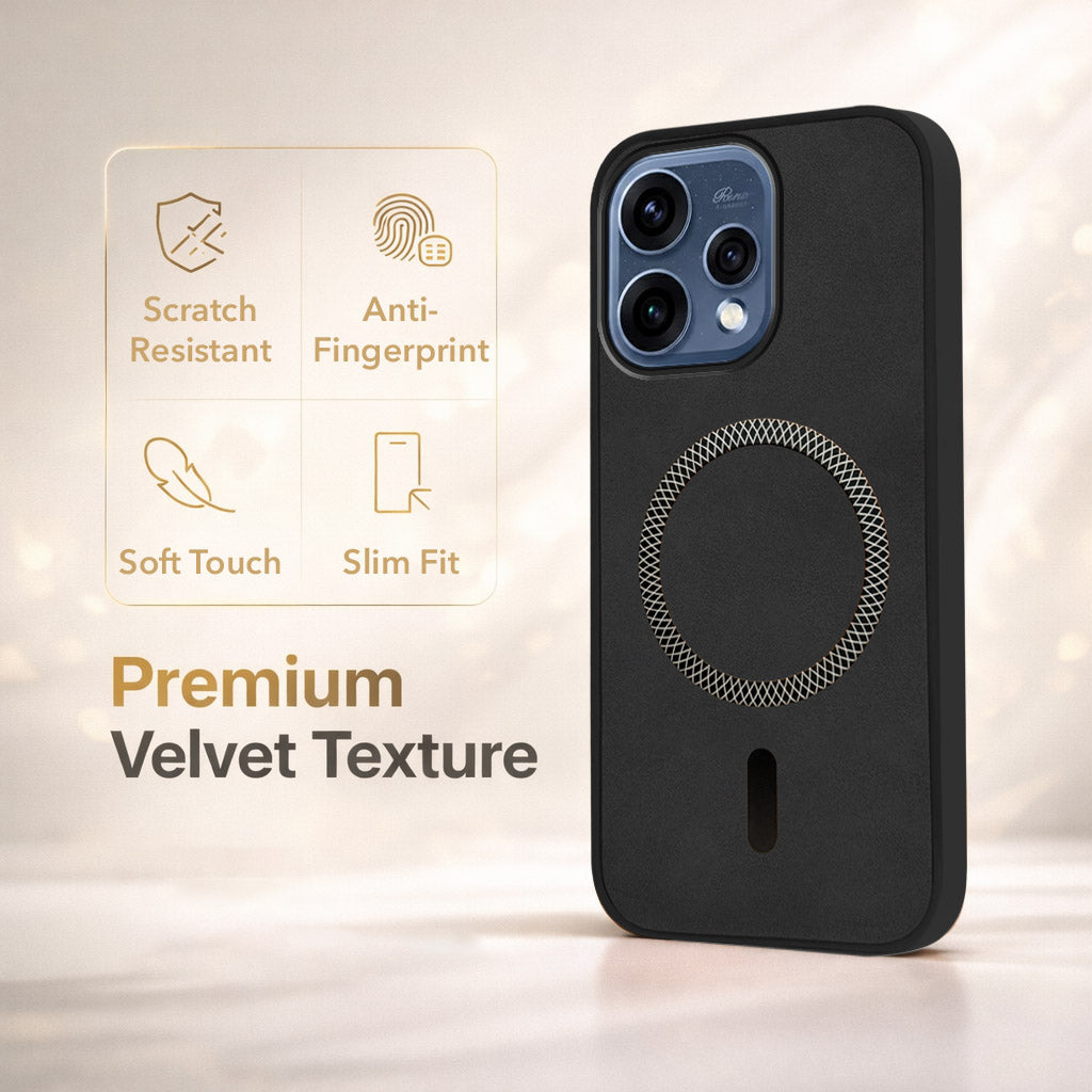 For Oppo Reno15 5G | Oppo Reno 15 5G Back Cover Case Leather Finish (MagSafe Compatible Wireless Charging | Soft Touch | Camera Bump Protection)