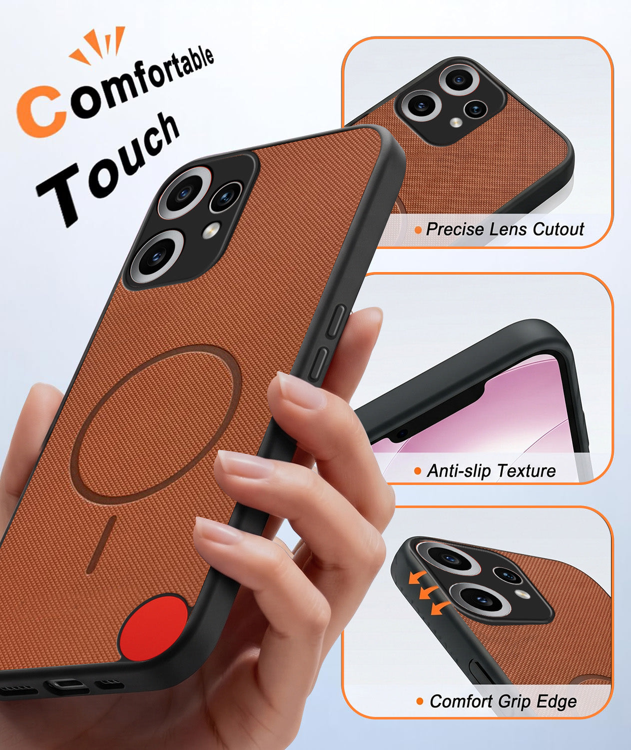 For Nothing CMF Phone 2 Pro Back Cover Case PU Leather (Texture Grip Design | Professional Minimalist | Camera Protection | Soft and Flexible)