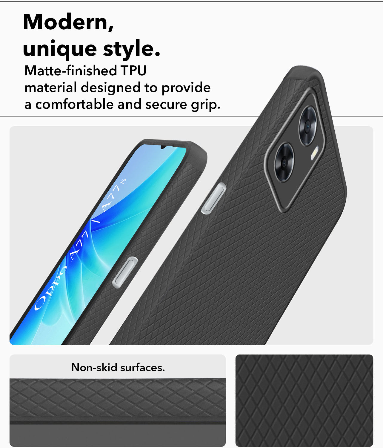 For Oppo A77 4G | Oppo A77s Back Cover Case (Liquid Silicone | Side Grip | Camera Protection)