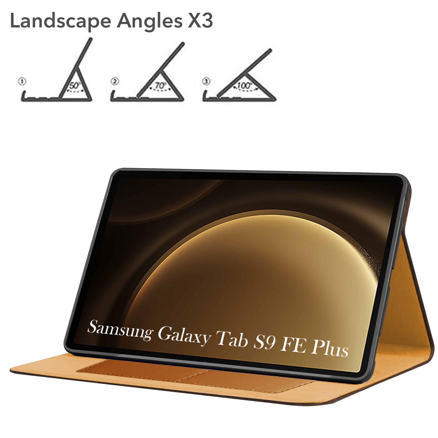 For Samsung Galaxy Tab S9 FE Plus 12.4 Inch SM-X610/X616B Flip Cover Folio Cover (PU Leather | Multi-Angle Smart Stand | Card Storage Slots | Silicone Back Pouch)