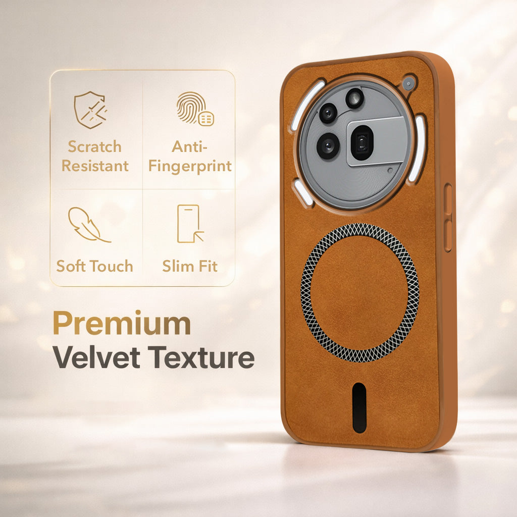 For Nothing Phone 3A Pro 5G Back Cover Case Leather Finish (MagSafe Compatible Wireless Charging | Soft Touch | Camera Bump Protection)