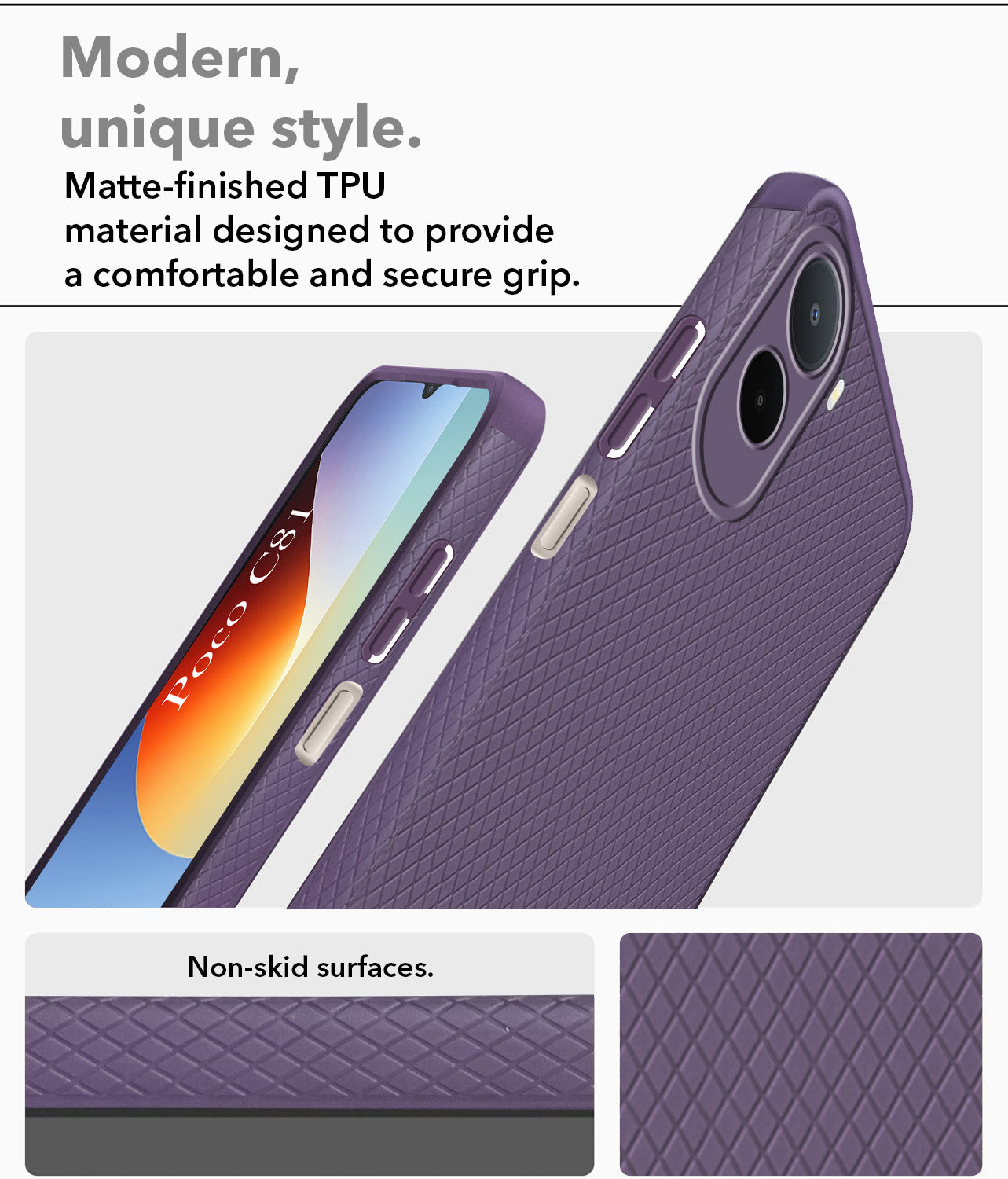 For Poco C81 5G Back Cover Case Liquid Silicone (Camera Protection | Side Grip Texture | Soft and Flexible)
