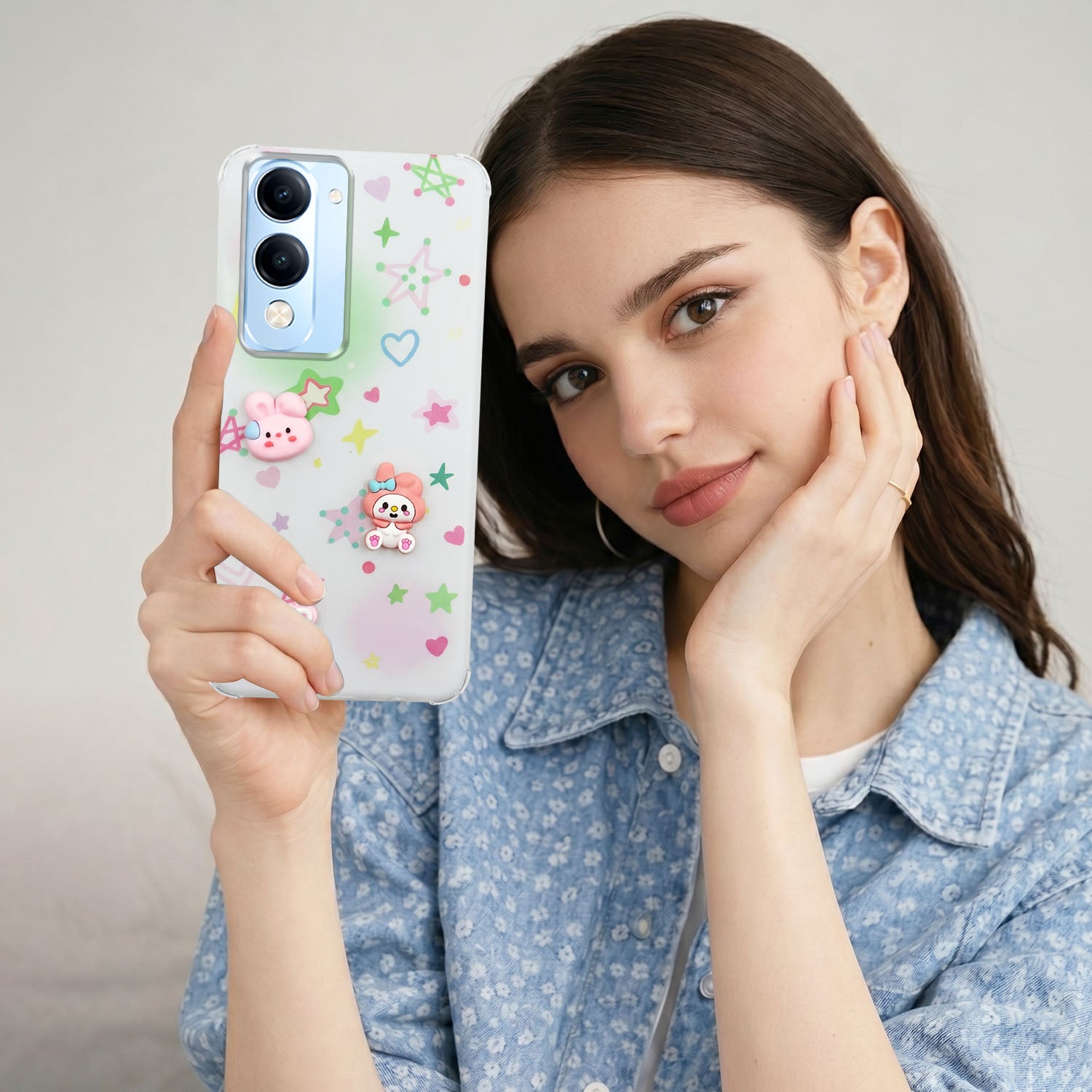 For Vivo iQOO Z10 Lite Back Cover Case (3D Cute Cartoons | Hard Back Side Soft | Matte Premium Finish | HD Printing)