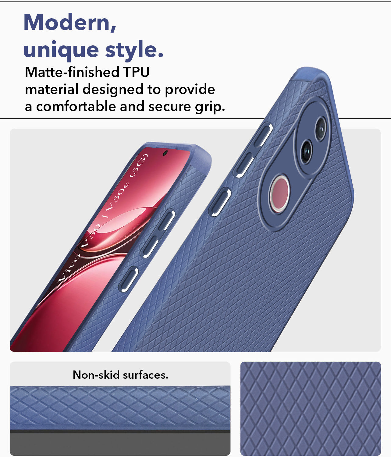 For Vivo V50 | Vivo V50e Back Cover Case (Liquid Silicone | Side Grip | Camera Protection)