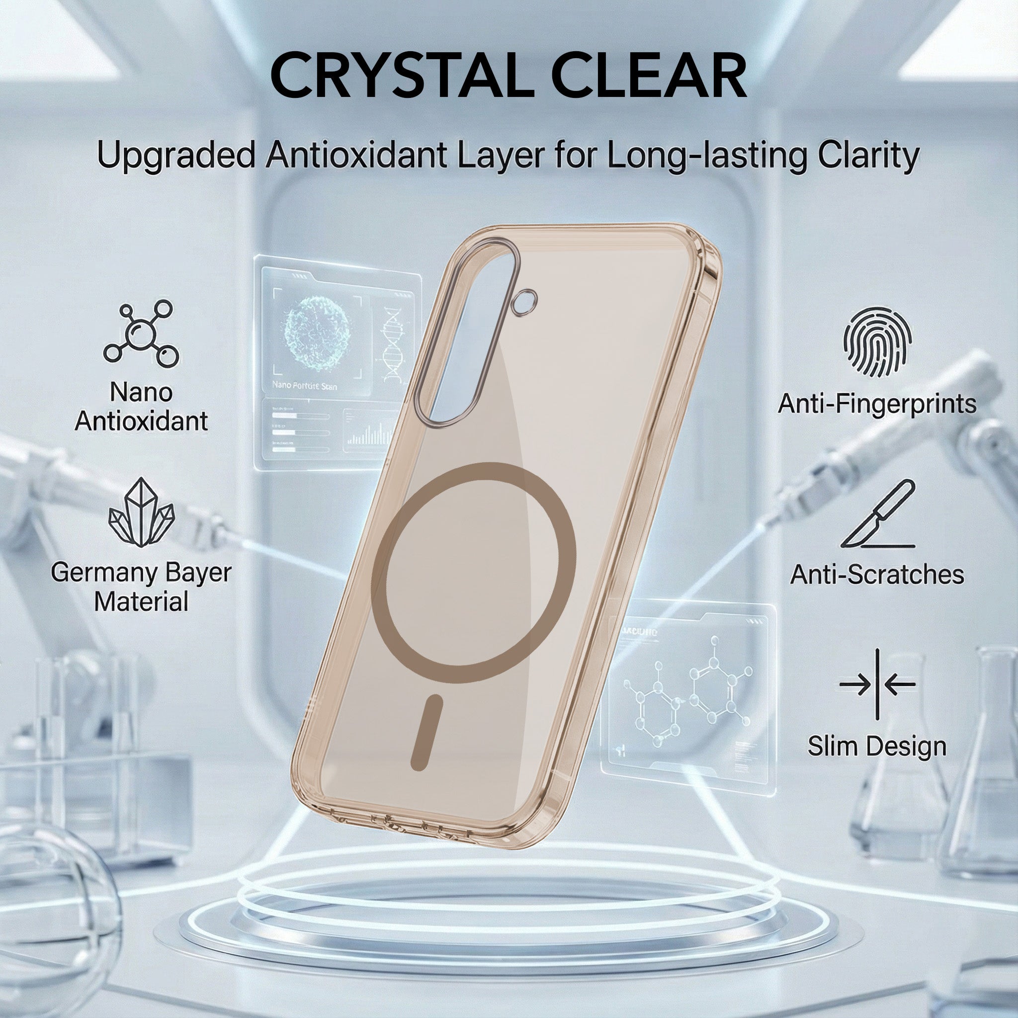For Samsung Galaxy S25 Back Cover Case Lifetime Anti-Yellow MagSafe Compatible Clear (Sleek Hard Crystal | Shockproof and Camera Protection)