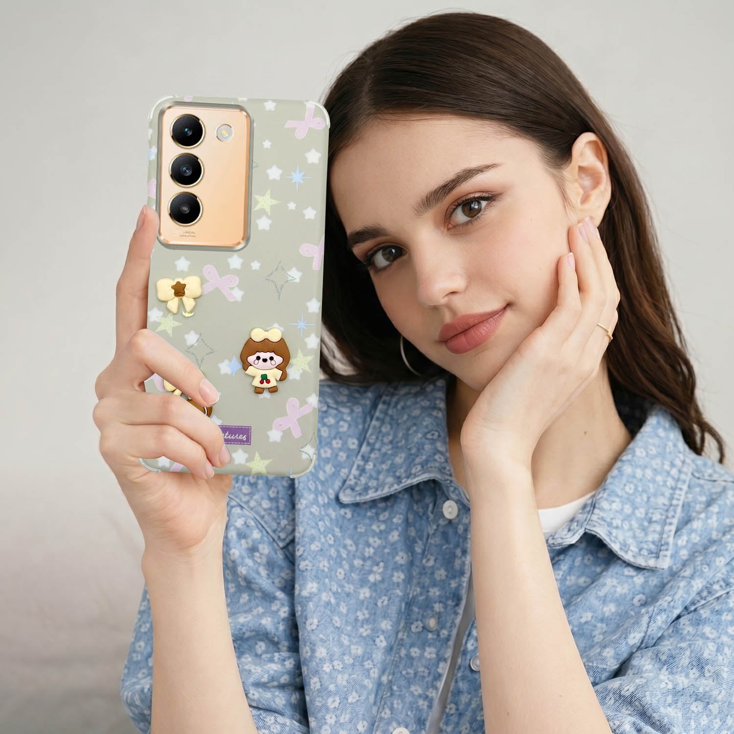 For Vivo Y200e Back Cover Case (3D Cute Cartoons | Hard Back Side Soft | Matte Premium Finish | HD Printing)