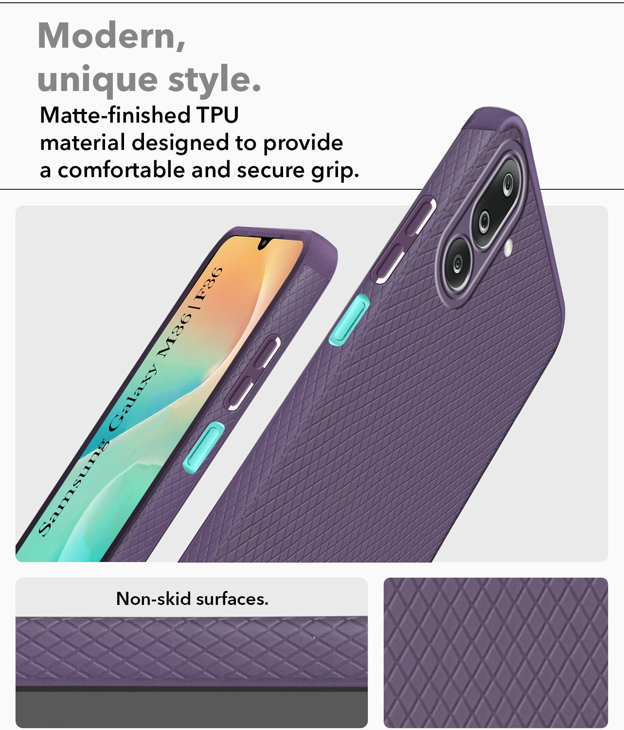 For Samsung Galaxy M36 | Samsung Galaxy F36 Back Cover Case Liquid Silicone (Camera Protection | Side Grip Texture | Soft and Flexible)