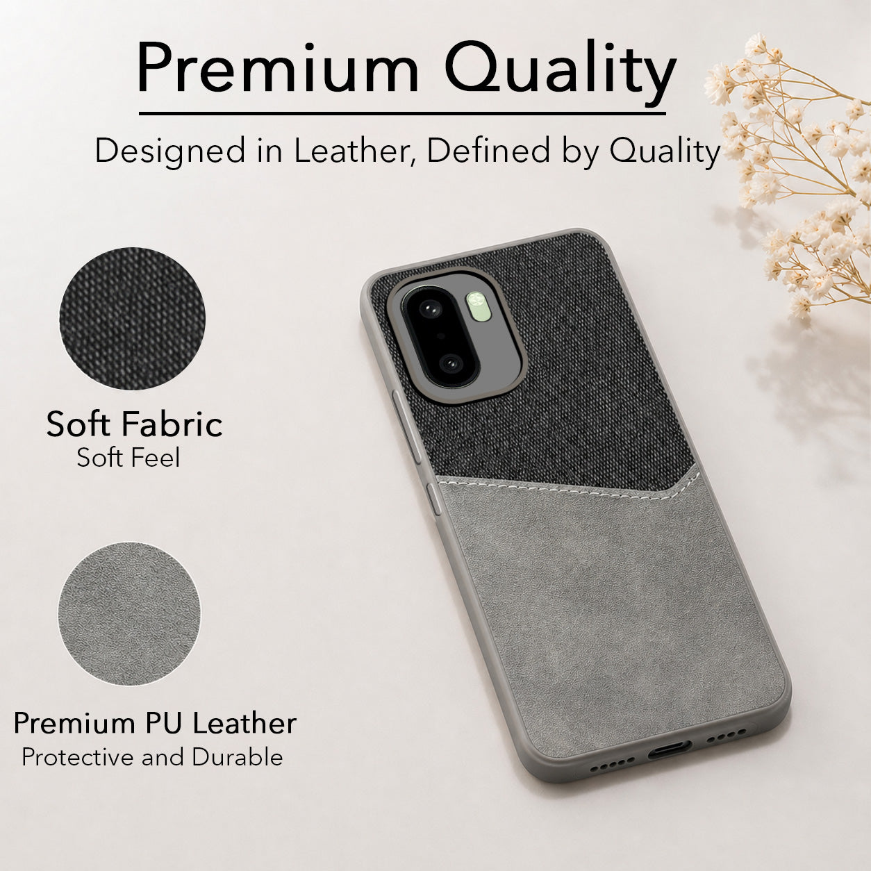 For OnePlus 15R Back Cover Case (Dual PU Leather Stitch | Professional Minimalist | Soft and Flexible)