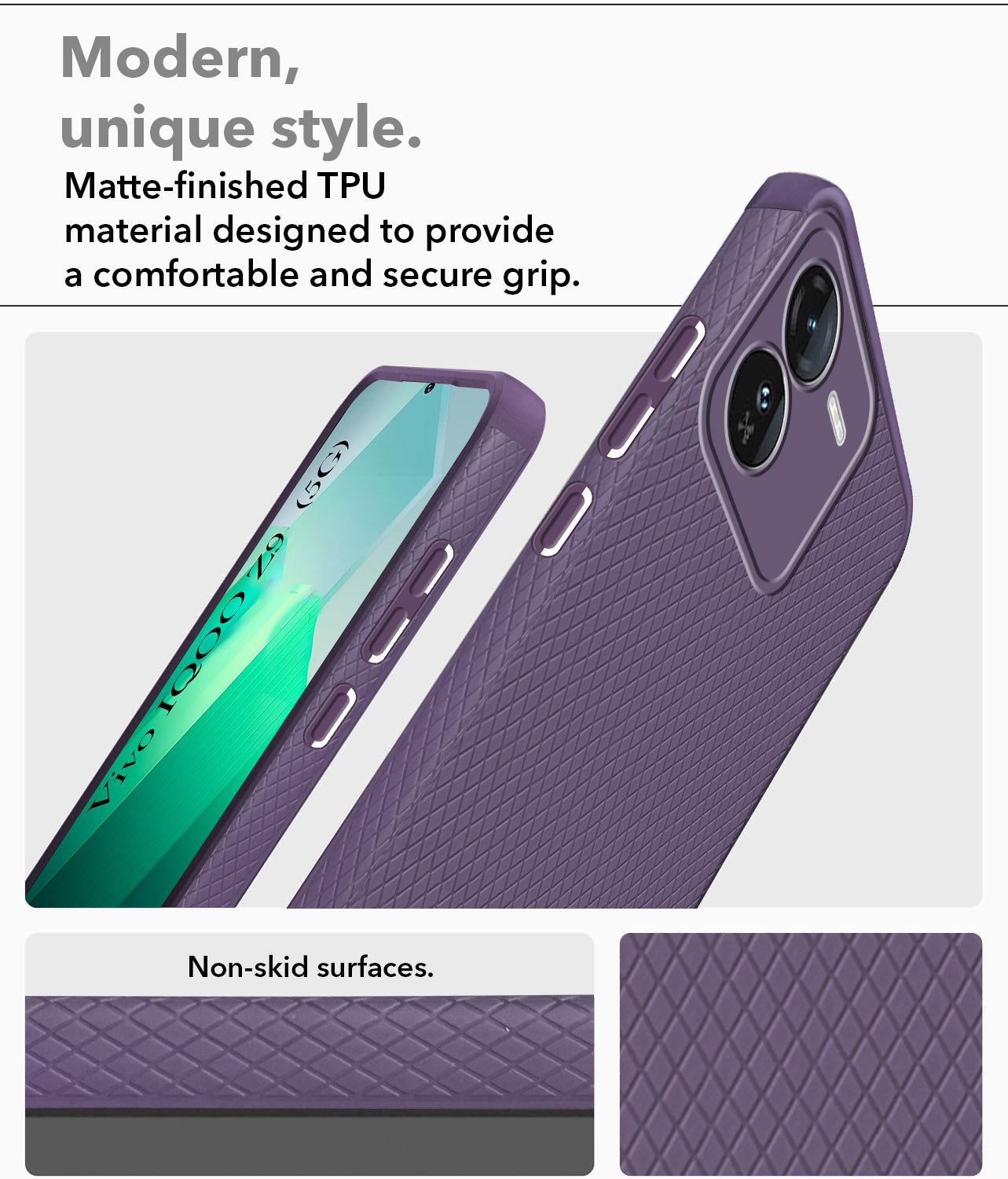 For Vivo IQOO Z9 5G Back Cover Case (Liquid Silicone | Side Grip | Camera Protection)