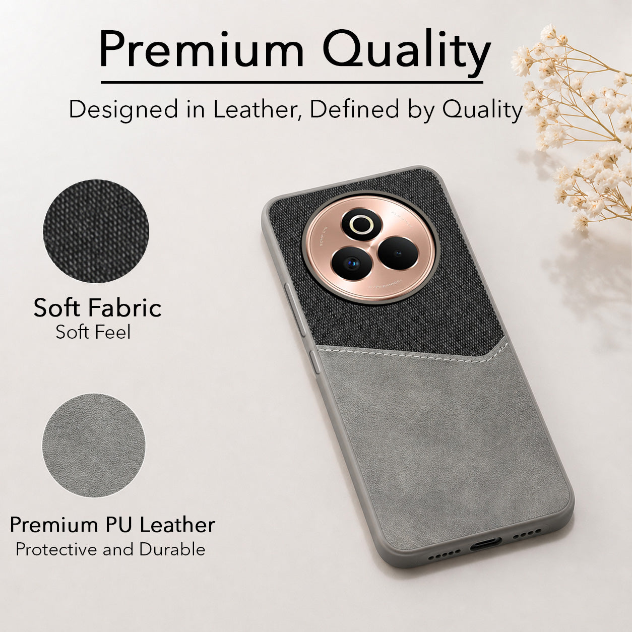 For Realme P3 Pro Back Cover Case (Dual PU Leather Stitch | Professional Minimalist | Soft and Flexible)