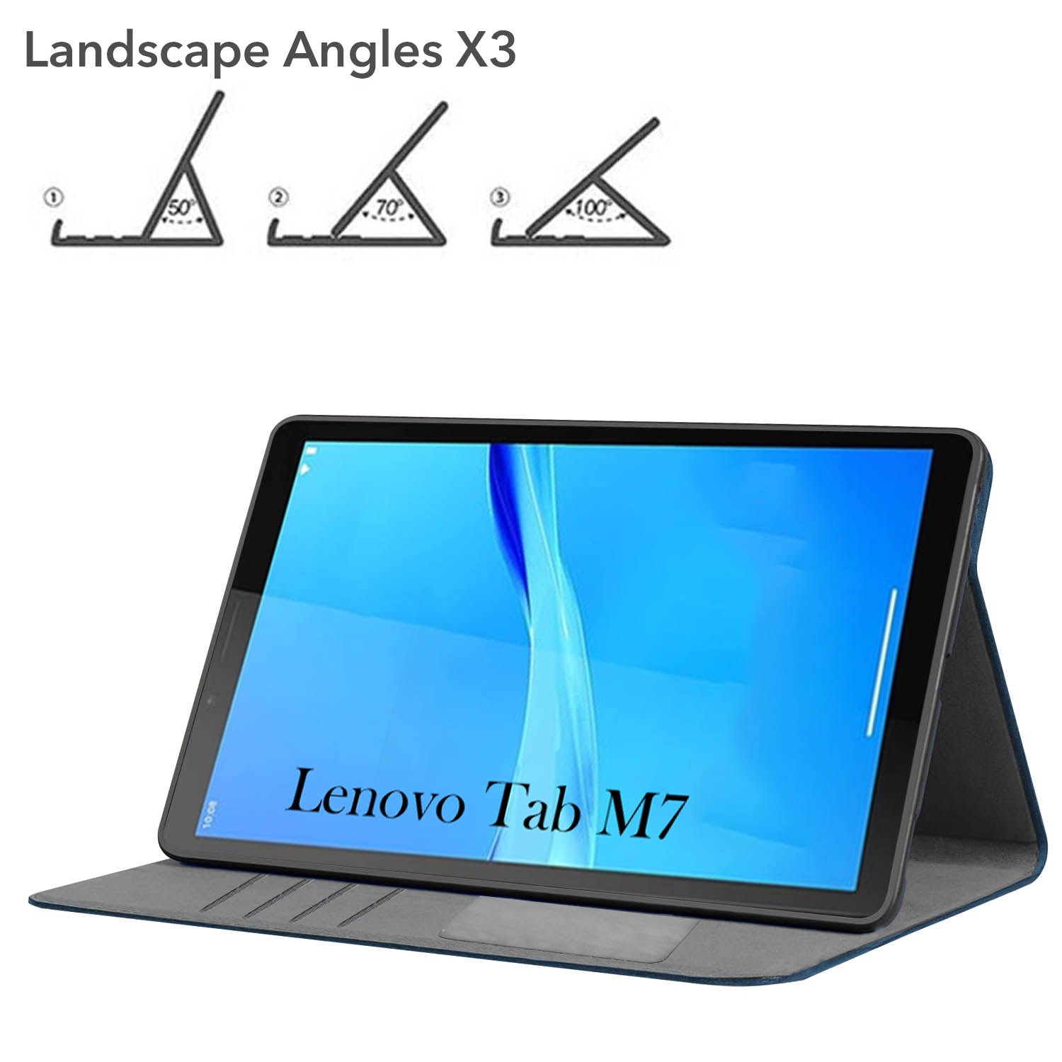 For Flip Cover Folio Case  Lenovo Tab M7 (TB-7305F, TB-7305X, TB-7305I) 7 Inch (PU Leather | Multi-Angle Smart Stand | Card Storage Slots | Silicone Back Pouch)