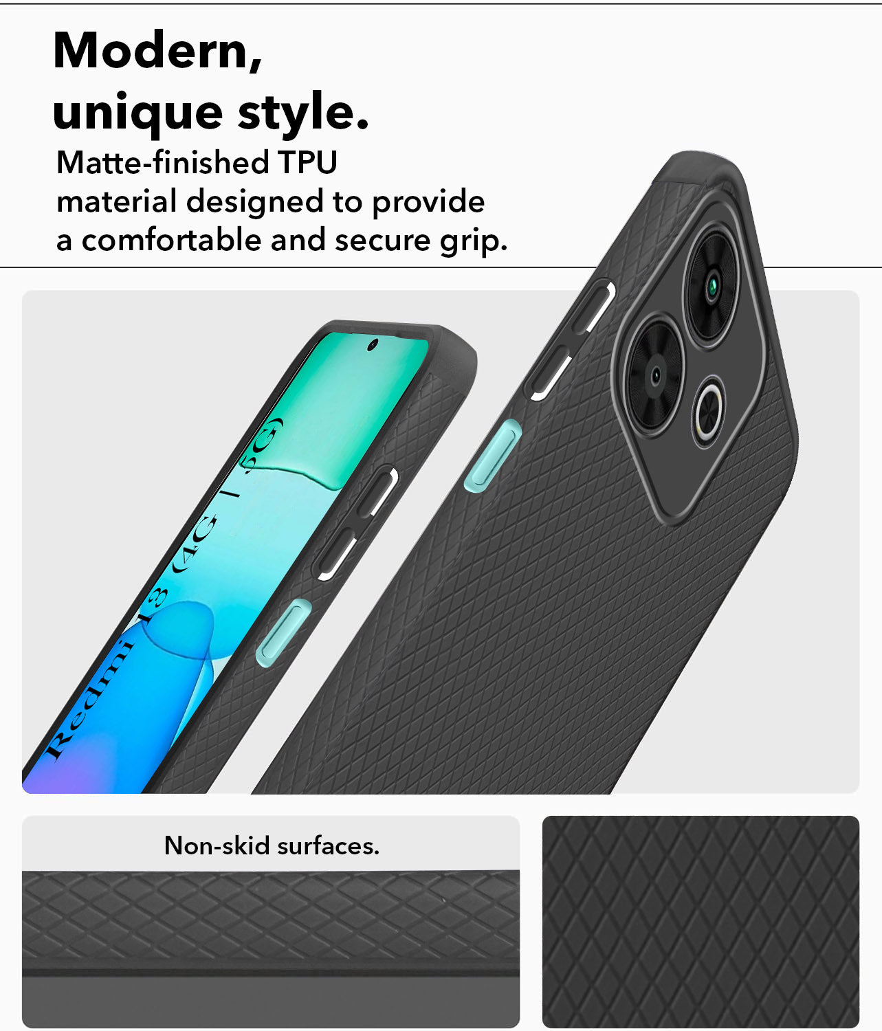 For Xiaomi Mi Redmi 13 4G | 5G  Back Cover Case (Liquid Silicone | Side Grip | Camera Protection)