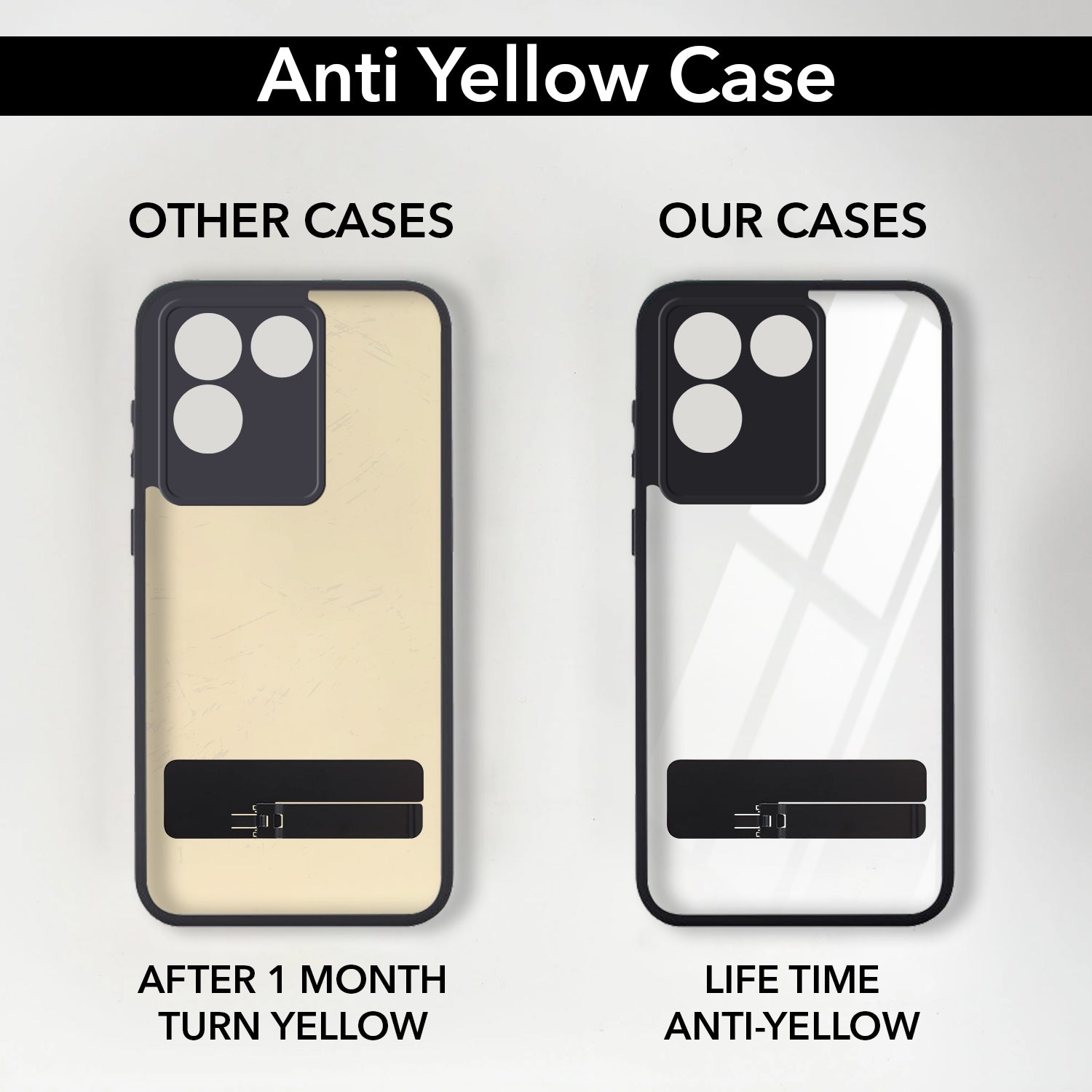 For Vivo T2 Pro Back Cover Case (Built-in Stand | Lifetime Anti Yellow | Kickstand Shockproof | Camera Protection | MagSafe Compatible)