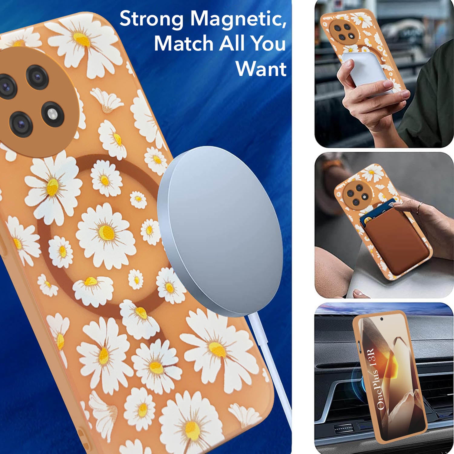 For OnePlus 13R Back Cover Case (Cute Floral Design | Flower Print for Girls | MagSafe Compatible Wireless Charging)