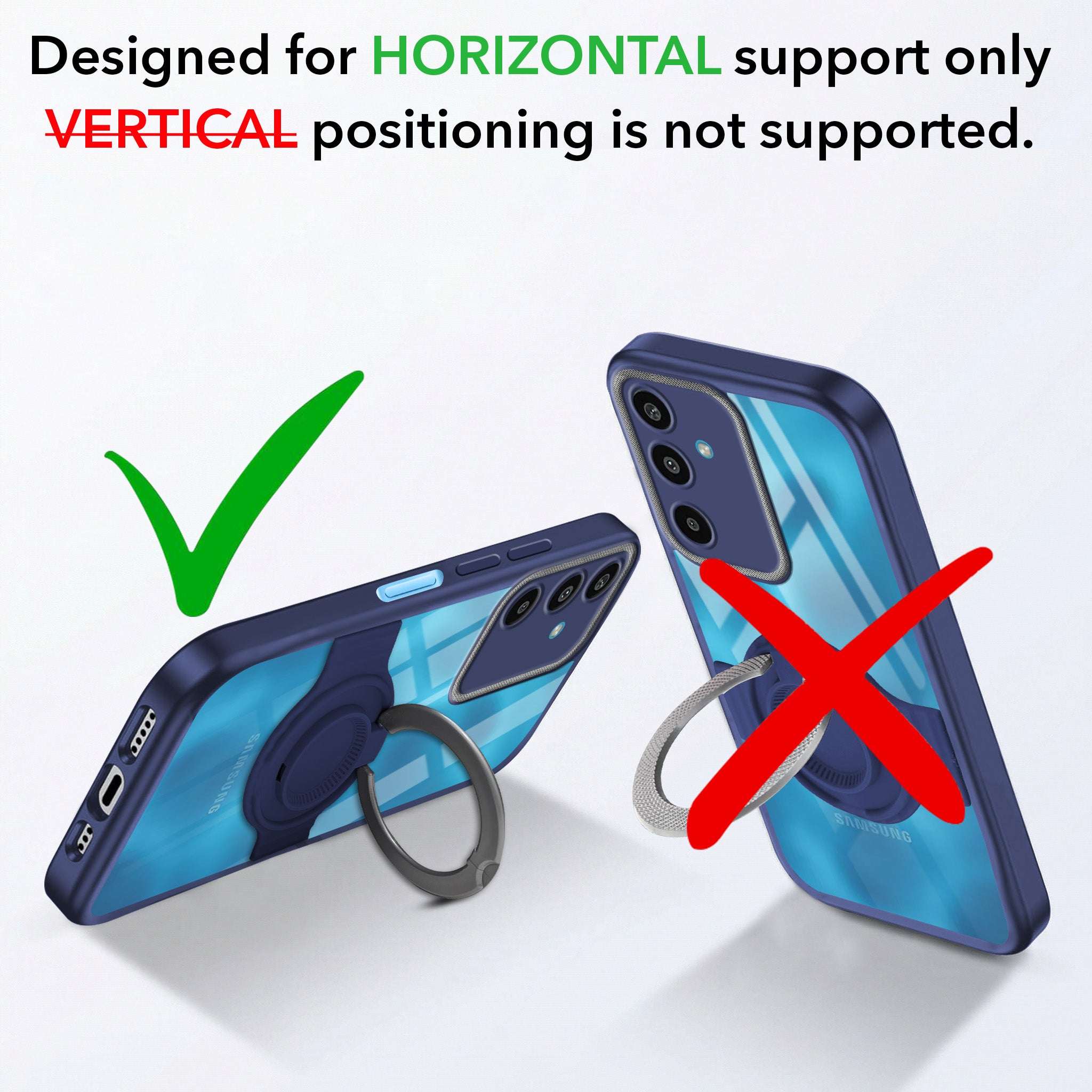 For Samsung Galaxy M16 5G | Samsung Galaxy F16 5G Back Cover Case with stand (Built-in Ring Holder Kickstand | Lifetime Anti Yellow | Camera Protection)