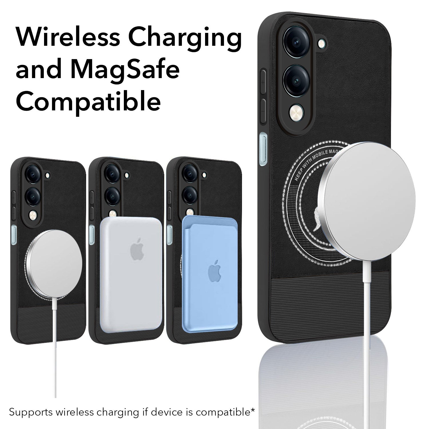 For Vivo Y19 | Vivo Y19e | Vivo T4 Lite PU Leather Finish Back Cover Case (Professional Minimalist Texture | MagSafe Compatile | Camera Protection | Sleek Sober Formal)