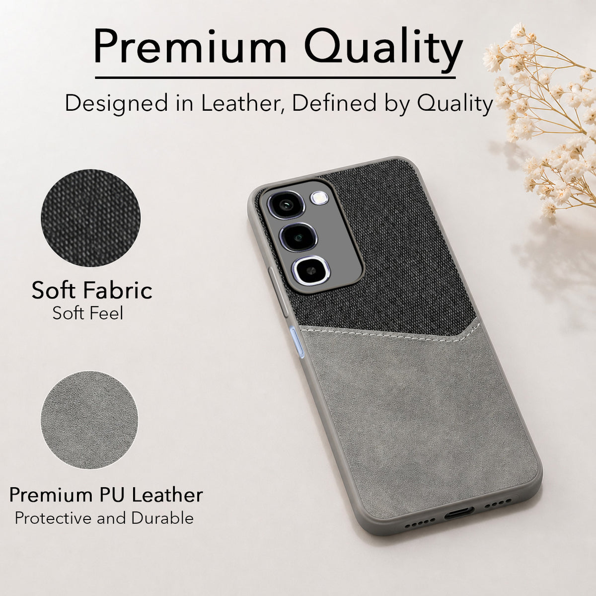 For Realme P4R 5G | Realme Narzo 100X 5G Back Cover Case (Dual PU Leather Stitch | Professional Minimalist | Soft and Flexible)