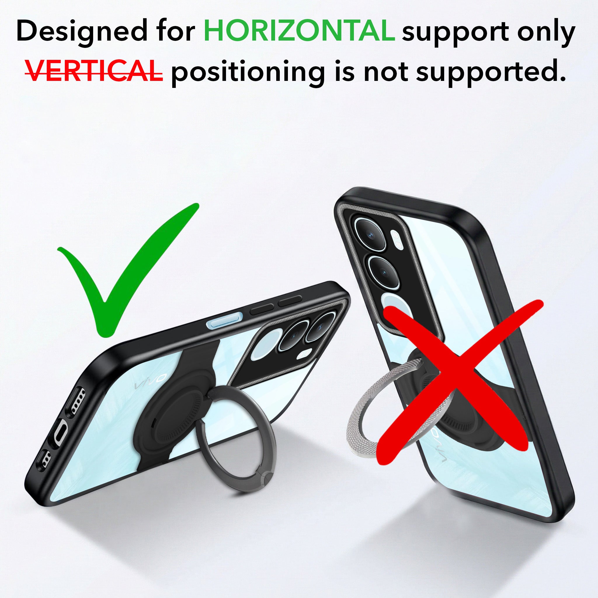 For Vivo Y29 Back Cover Case with stand (Built-in Ring Holder Kickstand | Lifetime Anti Yellow | Camera Protection)
