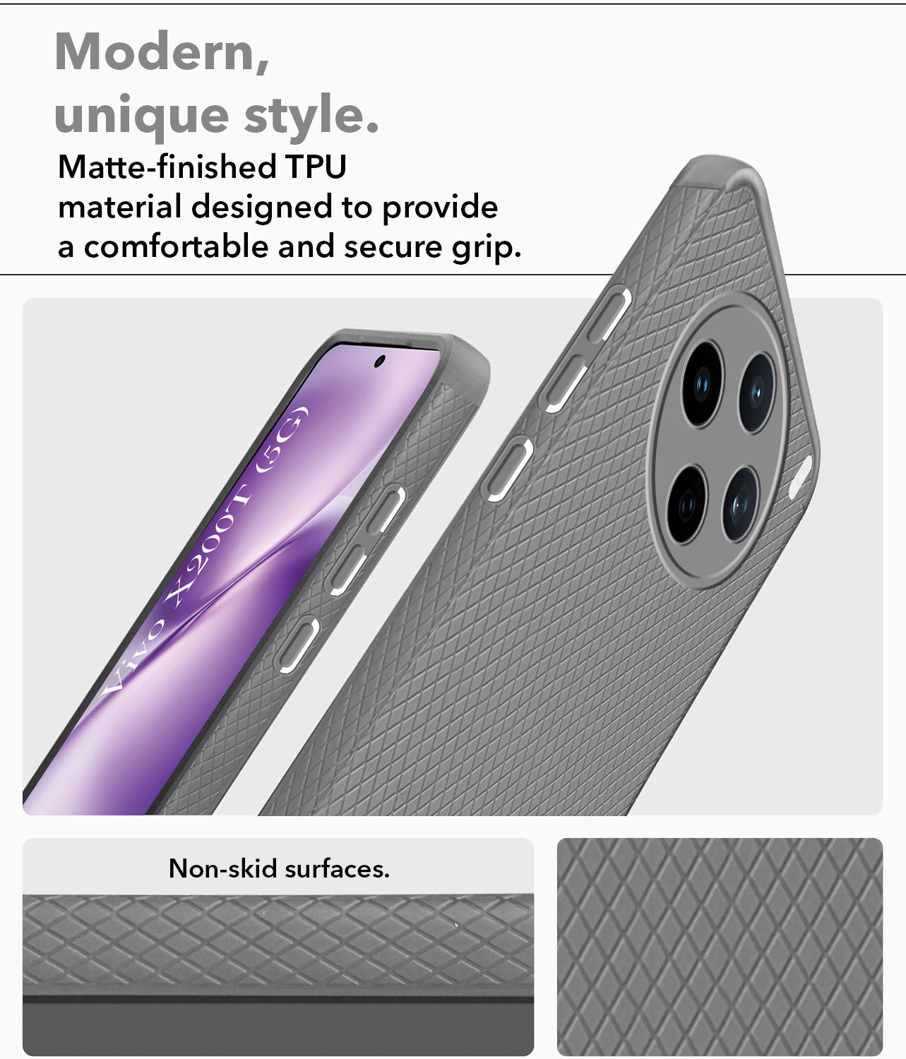 For Vivo X200T Back Cover Case Liquid Silicone (Camera Protection | Side Grip Texture | Soft and Flexible)