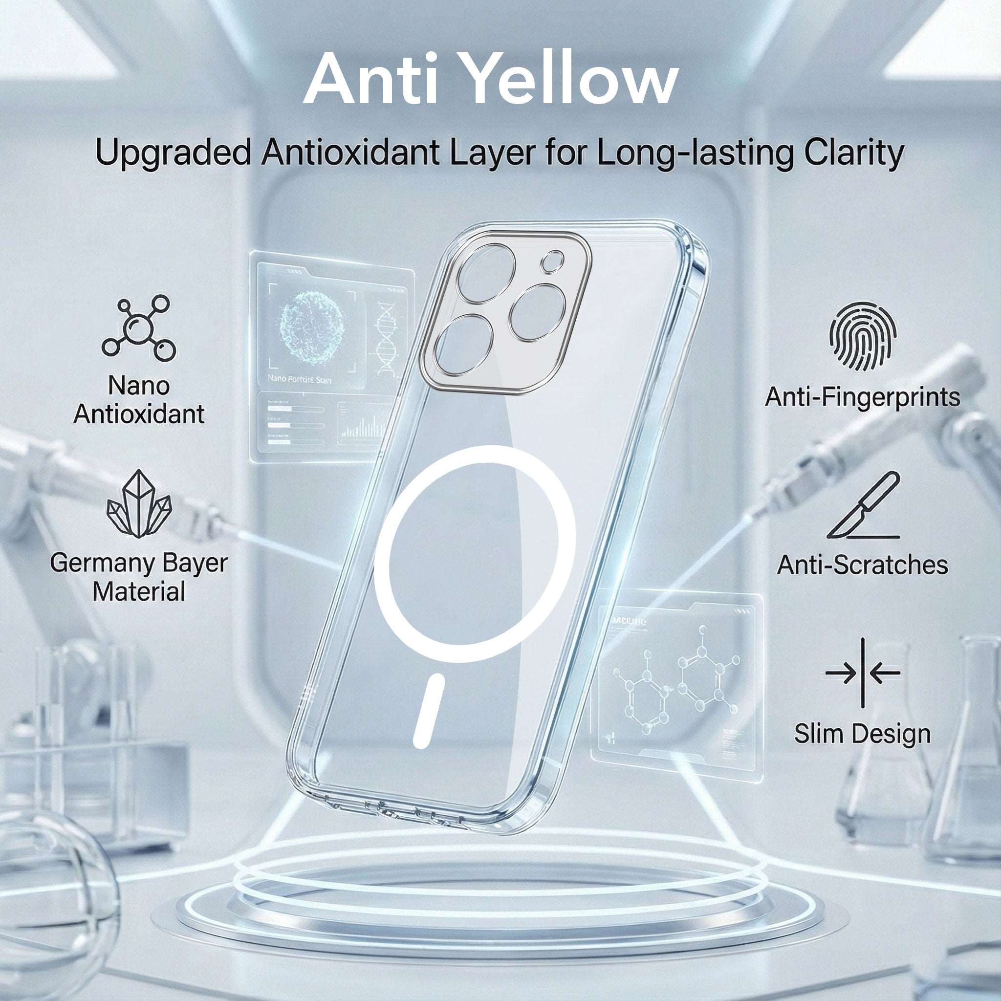 For Realme 15T | Realme Narzo 90 Back Cover Case Lifetime Anti-Yellow MagSafe Compatible Clear (Sleek Hard Crystal | Shockproof and Camera Protection)