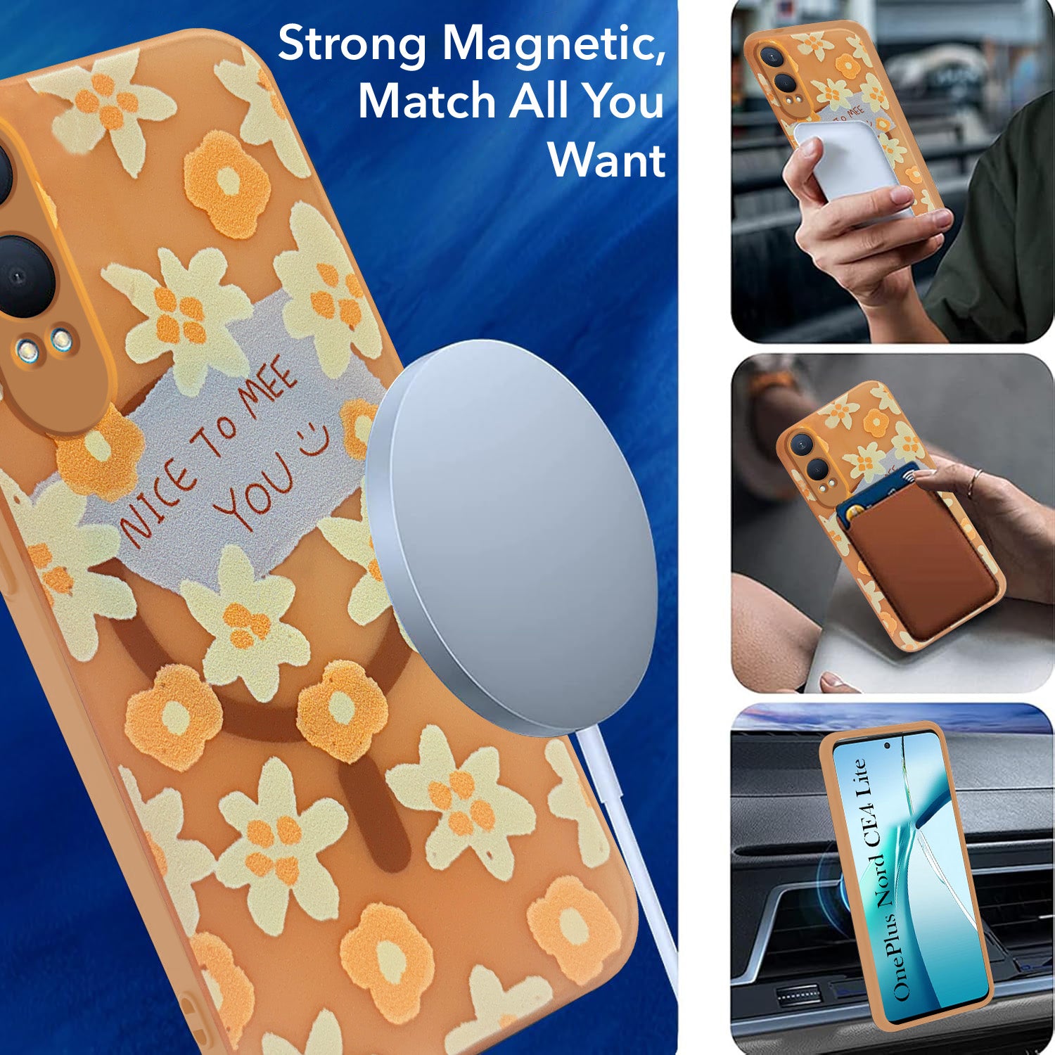 For OnePlus Nord CE 4 Lite Back Cover Case (Cute Floral Design | Flower Print for Girls | MagSafe Compatible Wireless Charging)