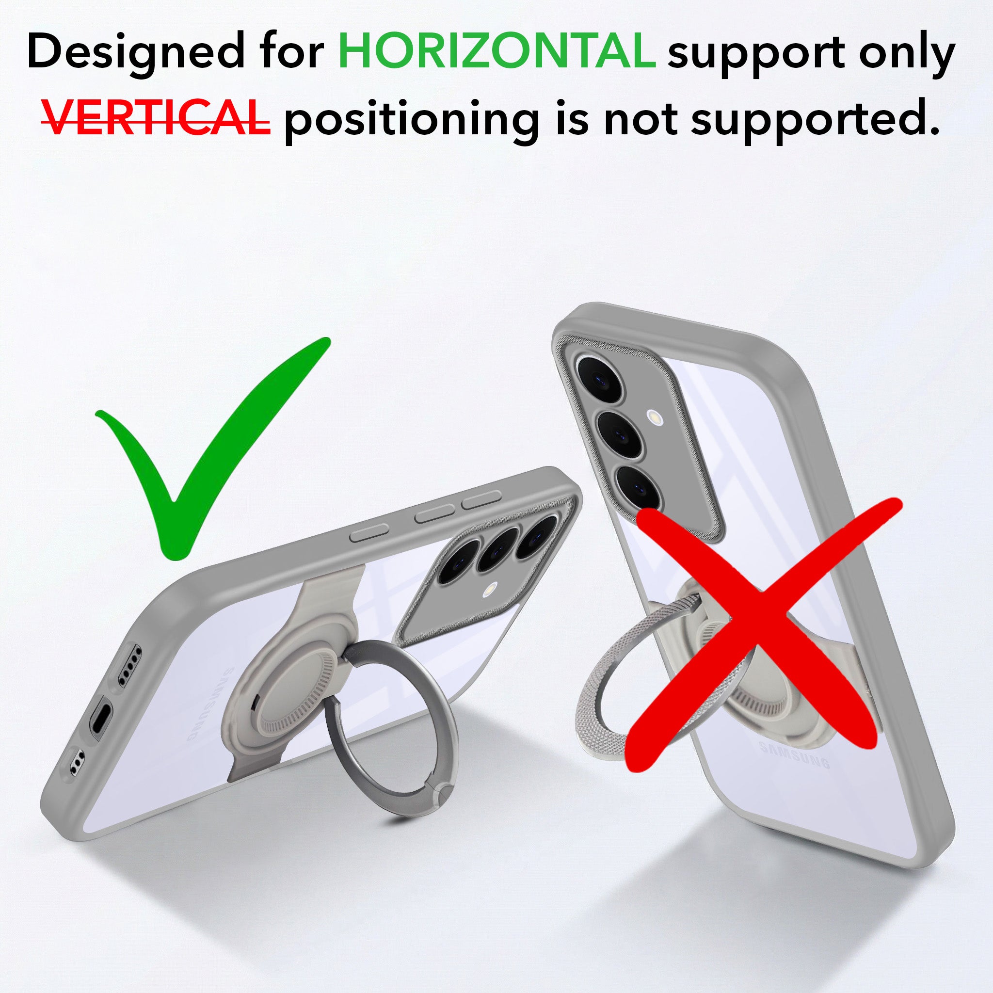 For Samsung Galaxy S25 FE Back Cover Case with stand (Built-in Ring Holder Kickstand | Lifetime Anti Yellow | Camera Protection)