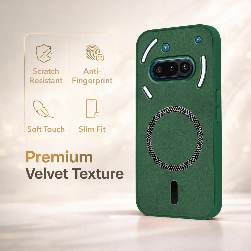 For Nothing Phone 3A 5G Back Cover Case Leather Finish (MagSafe Compatible Wireless Charging | Soft Touch | Camera Bump Protection)
