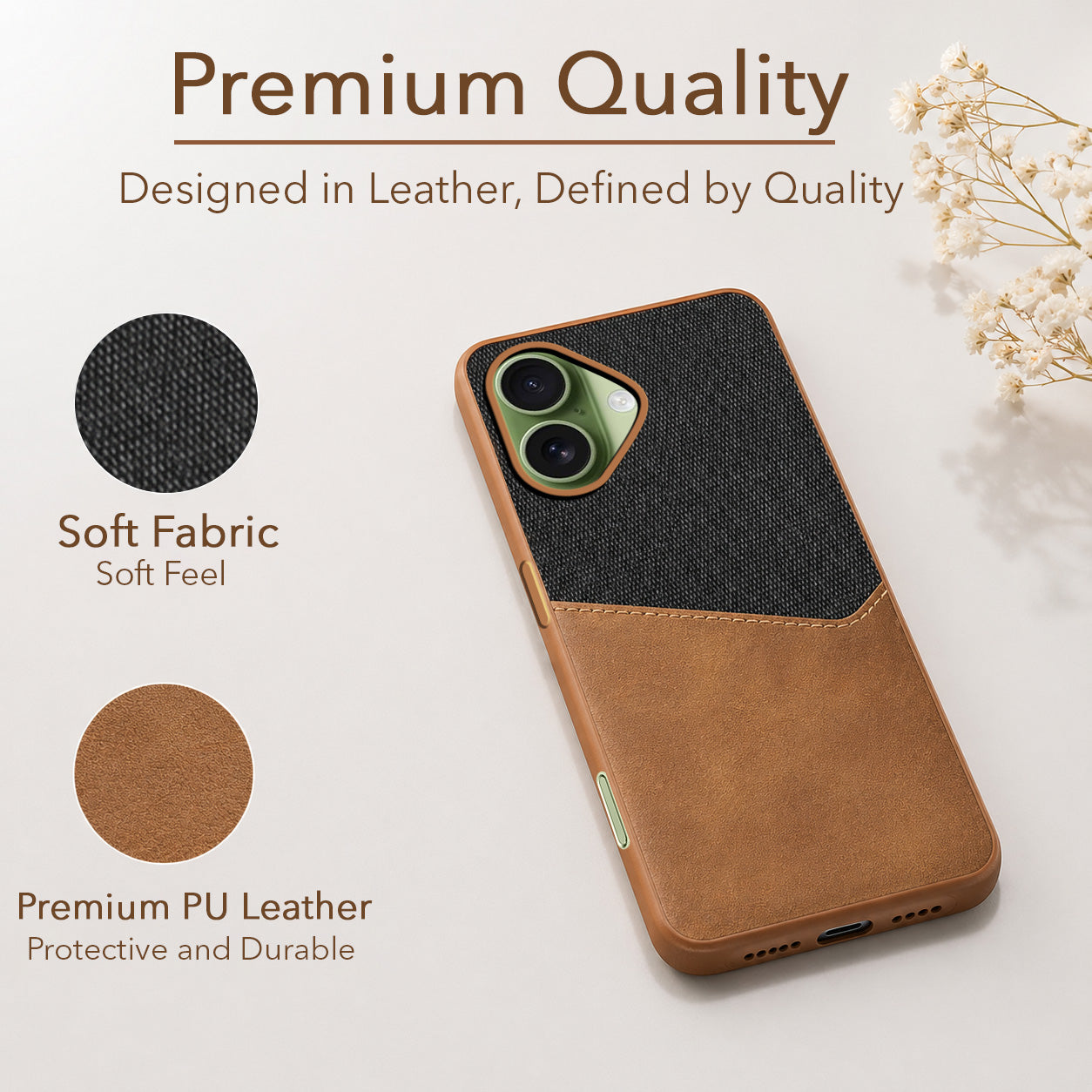 For Apple iPhone 17 Back Cover Case (Dual PU Leather Stitch | Professional Minimalist | Soft and Flexible)