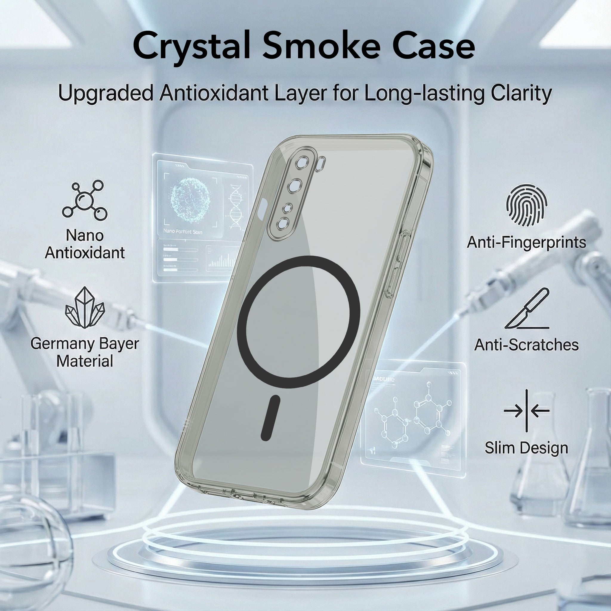 For Oneplus Nord 5G Back Cover Case Lifetime Anti-Yellow MagSafe Compatible Clear (Sleek Hard Crystal | Shockproof and Camera Protection)