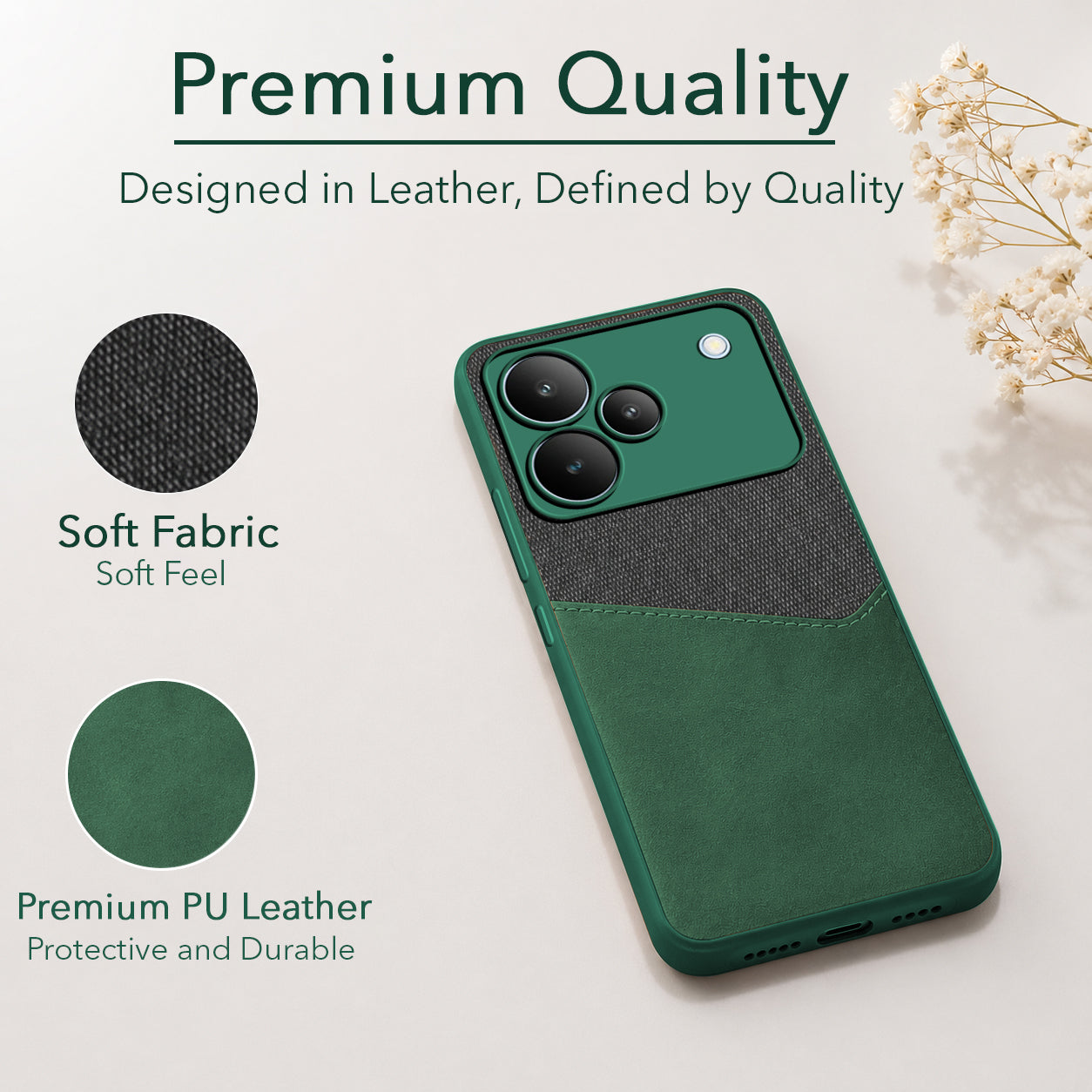 For Realme P4 Back Cover Case (Dual PU Leather Stitch | Professional Minimalist | Soft and Flexible)
