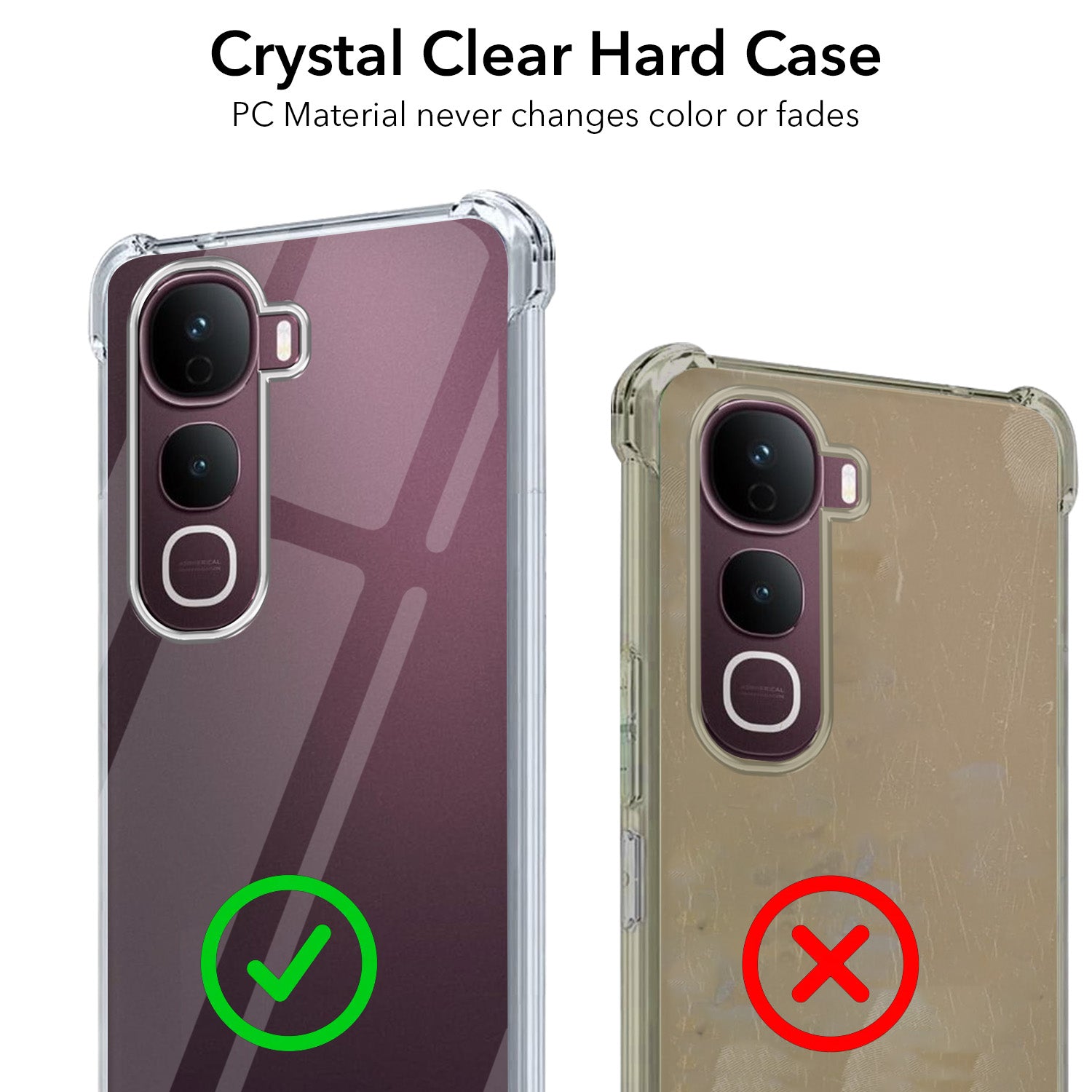 For Vivo Y400 Pro Shockproof Crystal-Clear Back Cover ( Drop & Camera Protection | Hard Polycarbonate)
