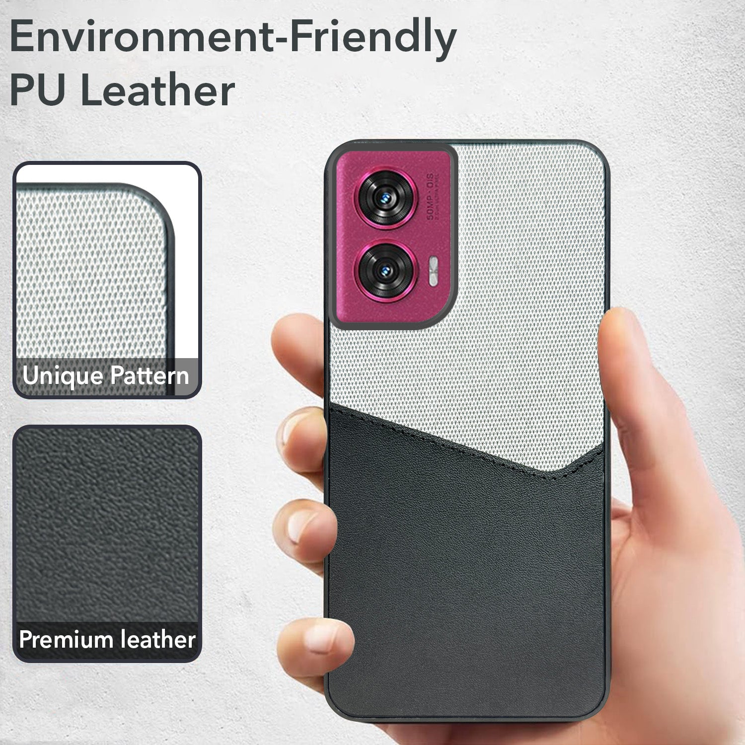 For Motorola Moto Edge 50 Fusion Back Cover Case (Dual PU Leather Stitch | Professional Minimalist | Soft and Flexible)