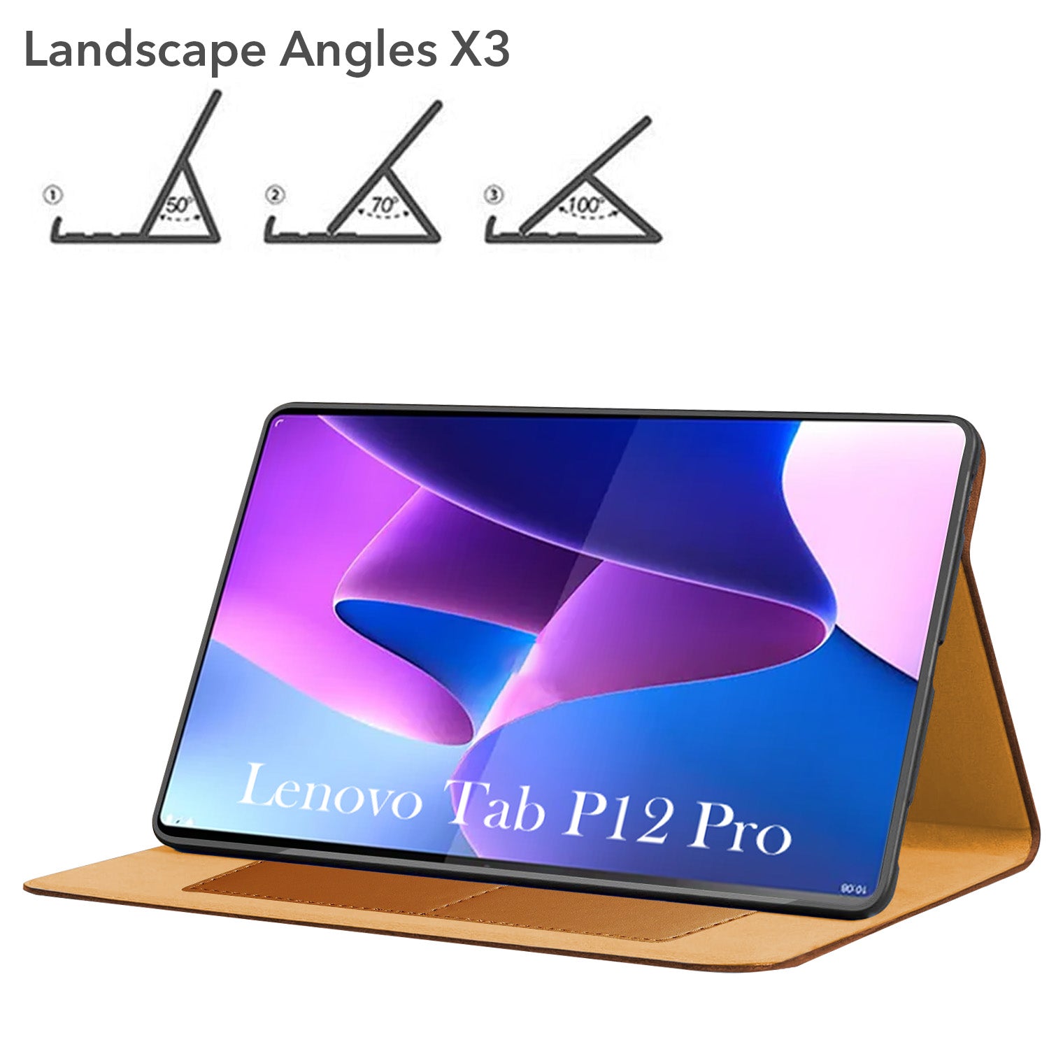 For Lenovo Tab P12 Pro 12.6 InchTB-Q706Z/Q706F Flip Cover Folio Cover (PU Leather | Multi-Angle Smart Stand | Card Storage Slots | Silicone Back Pouch)