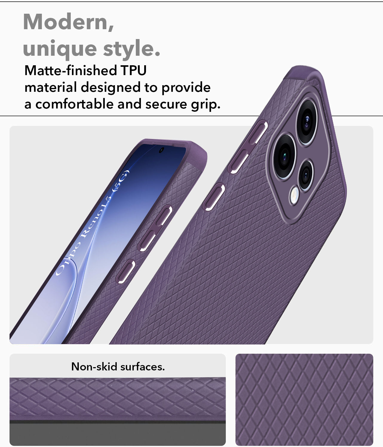 For Oppo Reno15 5G | Oppo Reno 15 5G Back Cover Case Liquid Silicone (Camera Protection | Side Grip Texture | Soft and Flexible)