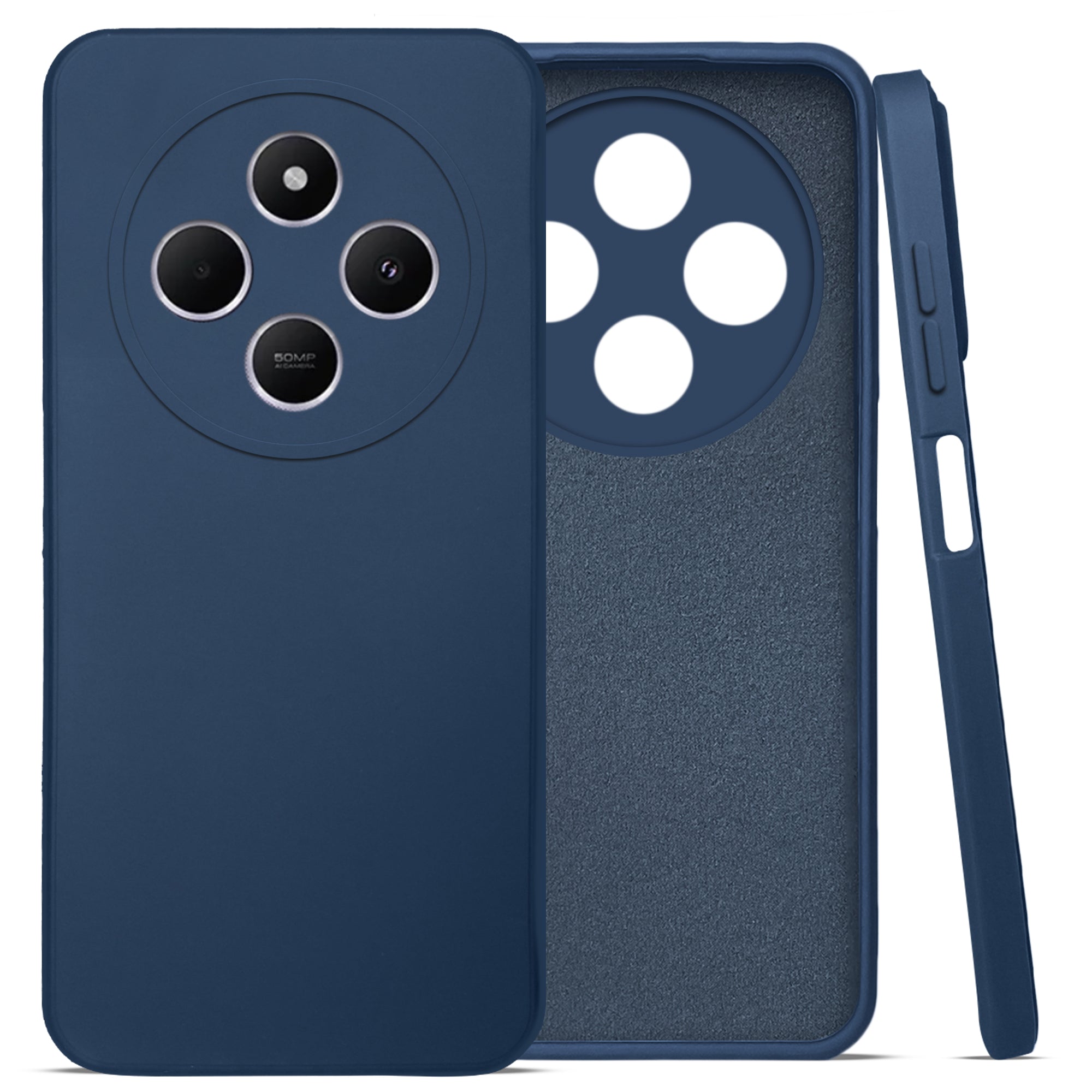 For Poco C75 | Poco M7 Back Cover Case ( Matte Finish Silicone with Inside Fiber cloth)