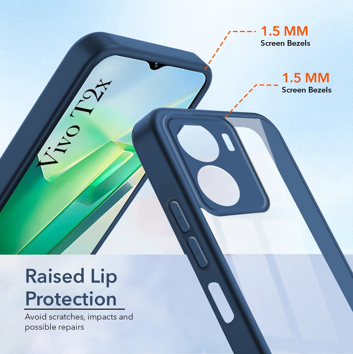For Vivo T2x Back Cover Case Ultra-Hybrid (Lifetime Anti Yellow | Anti Scratch | Crystal Clear Shockproof)