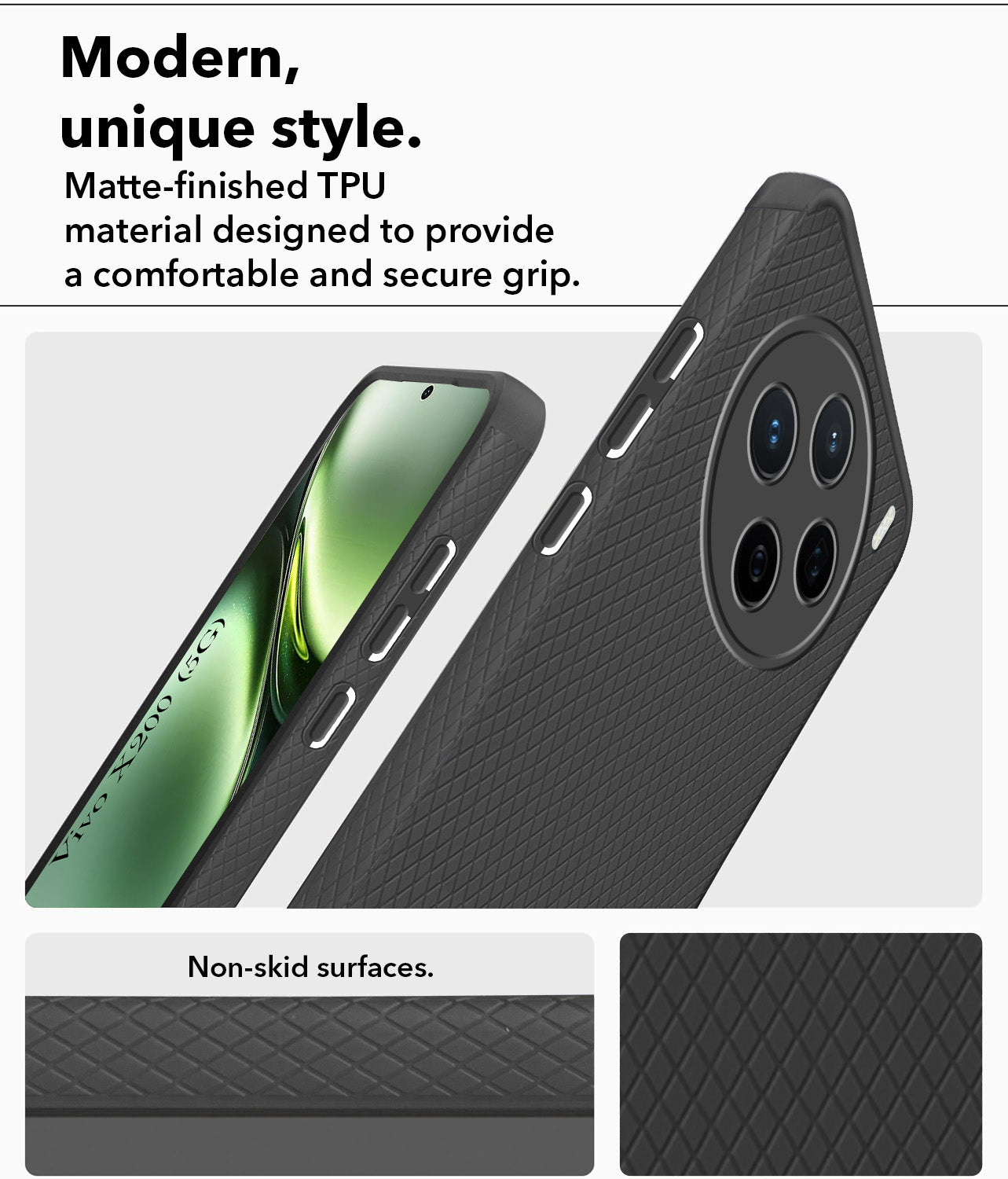 For Vivo X200 5G Back Cover Case (Liquid Silicone | Side Grip | Camera Protection)