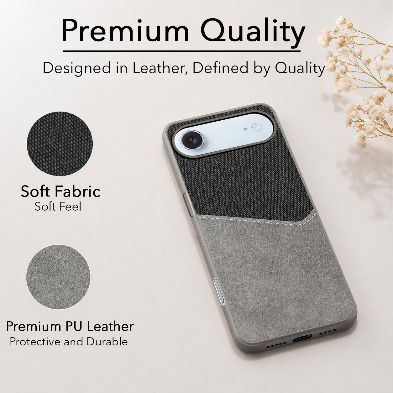 For Apple iPhone 17 Air Back Cover Case (Dual PU Leather Stitch | Professional Minimalist | Soft and Flexible)