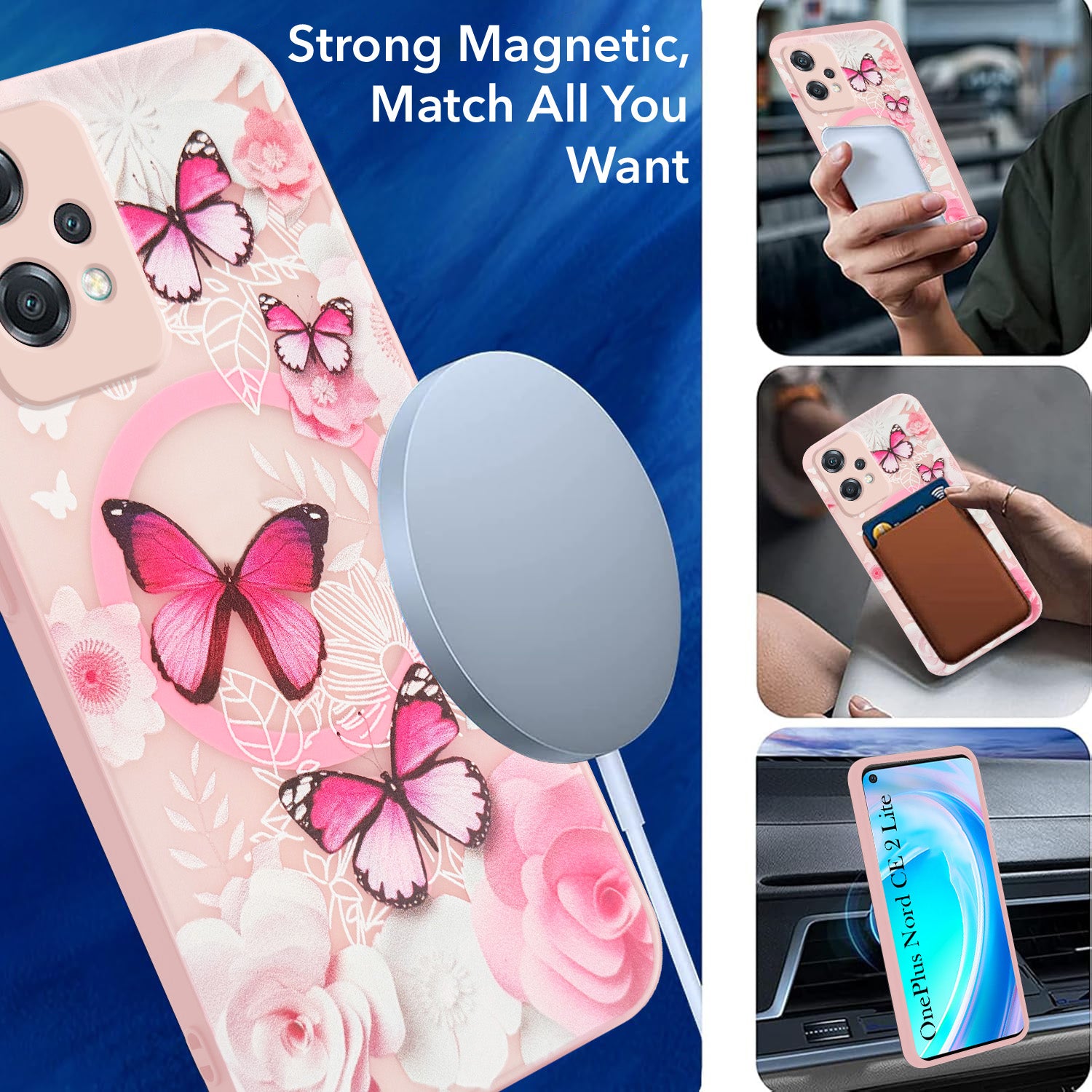 For OnePlus Nord CE 2 Lite Back Cover Case (Cute Floral Design | Flower Print for Girls | MagSafe Compatible Wireless Charging)
