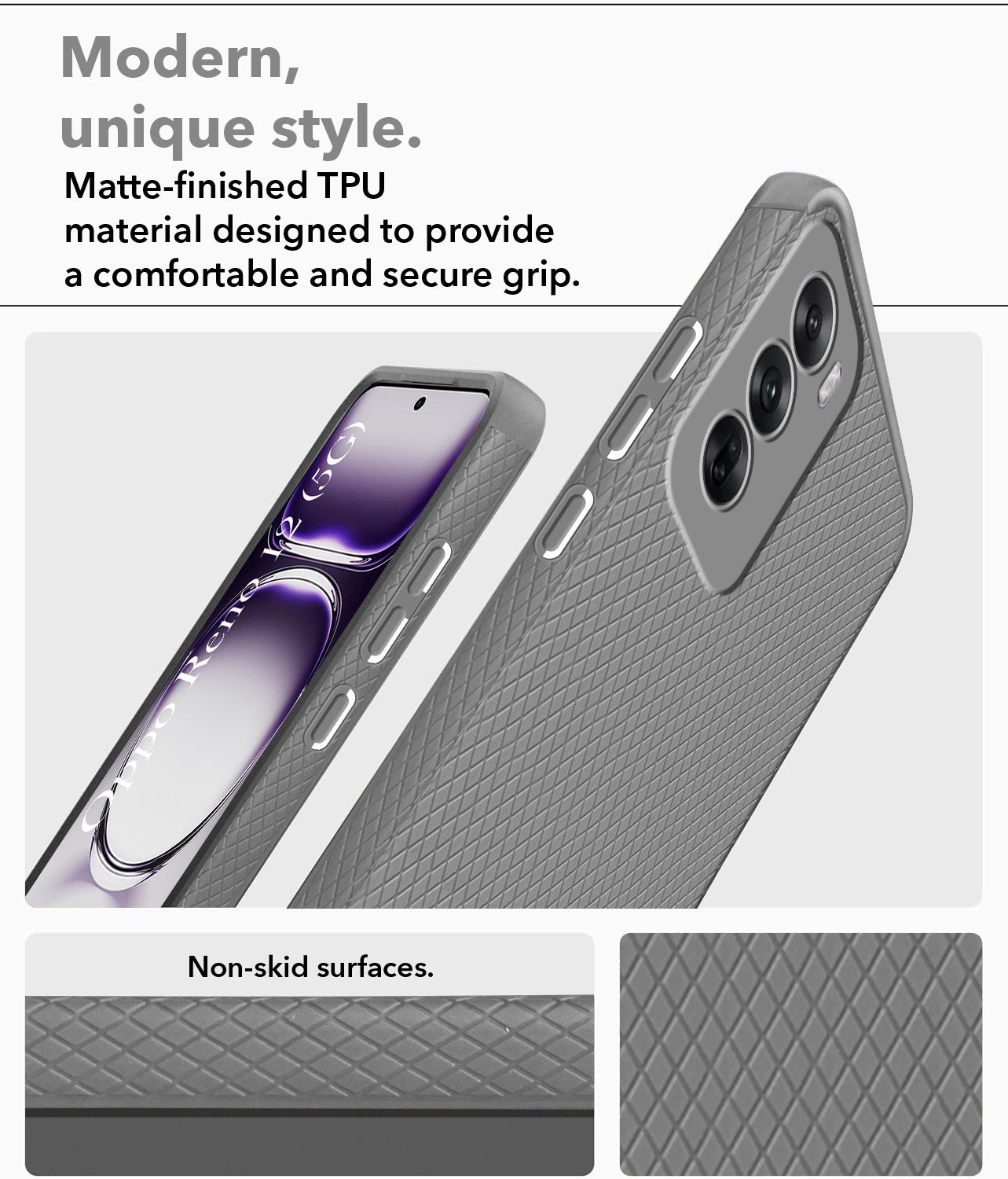 For Oppo Reno12 5G | Oppo Reno 12 5G Back Cover Case  (Liquid Silicone | Side Grip | Camera Protection)