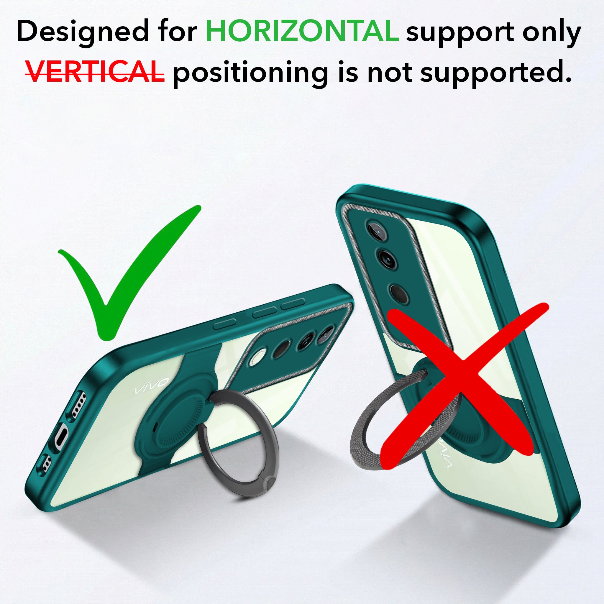 For Vivo T3 Ultra Back Cover Case with stand (Built-in Ring Holder Kickstand | Lifetime Anti Yellow | Camera Protection)