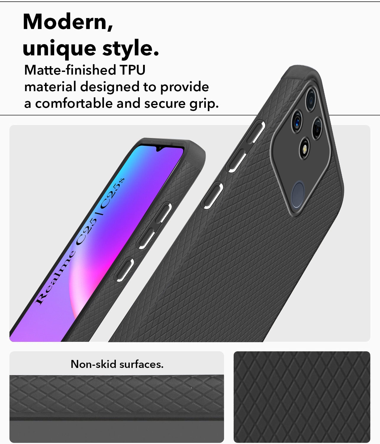For Realme C25 | C25s Back Cover Case Liquid Silicone (Camera Protection | Side Grip Texture | Soft and Flexible)