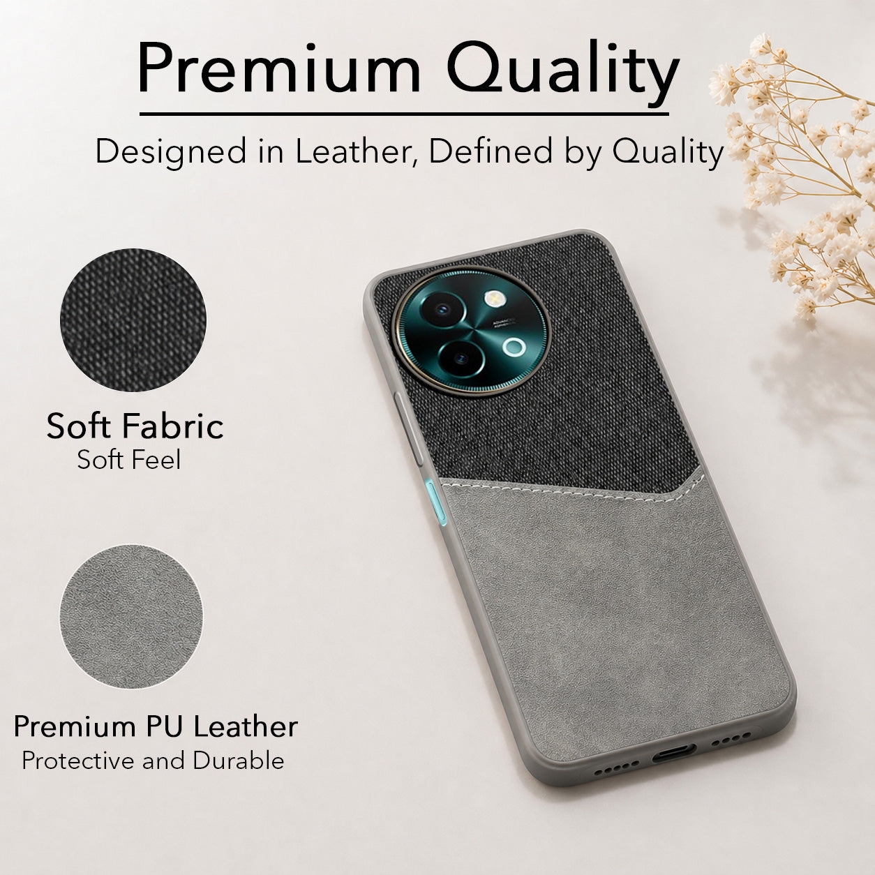 For Vivo Y58 5G Back Cover Case (Dual PU Leather Stitch | Professional Minimalist | Soft and Flexible)