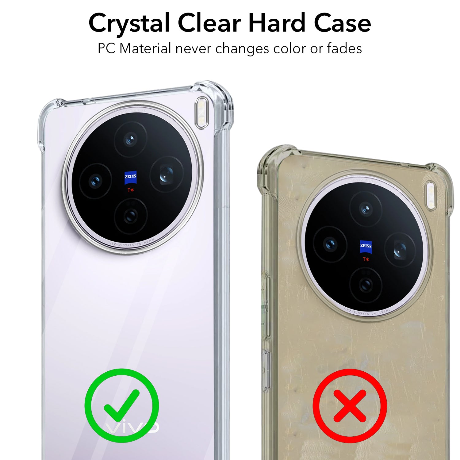 For Vivo X200T Shockproof Crystal-Clear Back Cover (Drop & Camera Protection | Hard Polycarbonate)